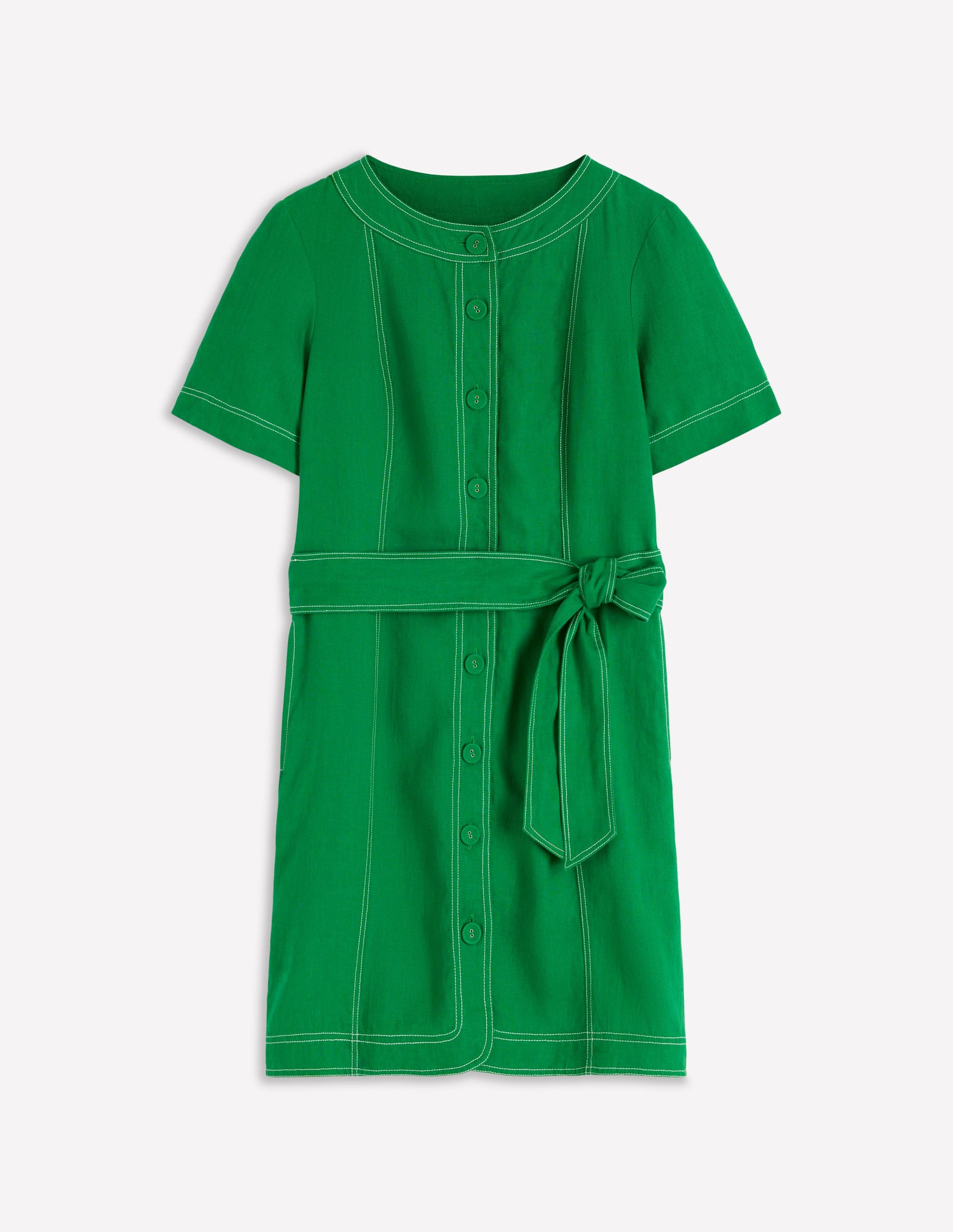 Robe Callie courte en lin-Vert des Highlands-6