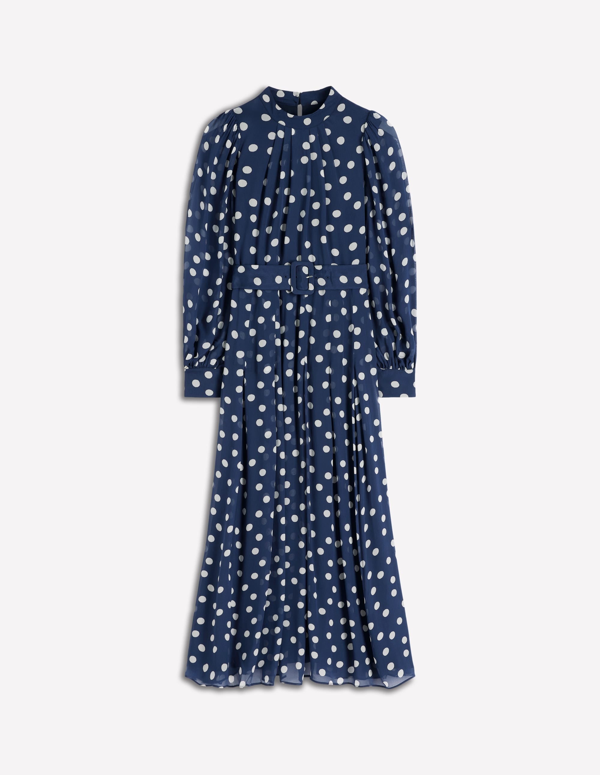 Hochgeschlossenes Kleid für besondere Anlässe-Französisches Marineblau, Gemalte Tupfen - Image 5
