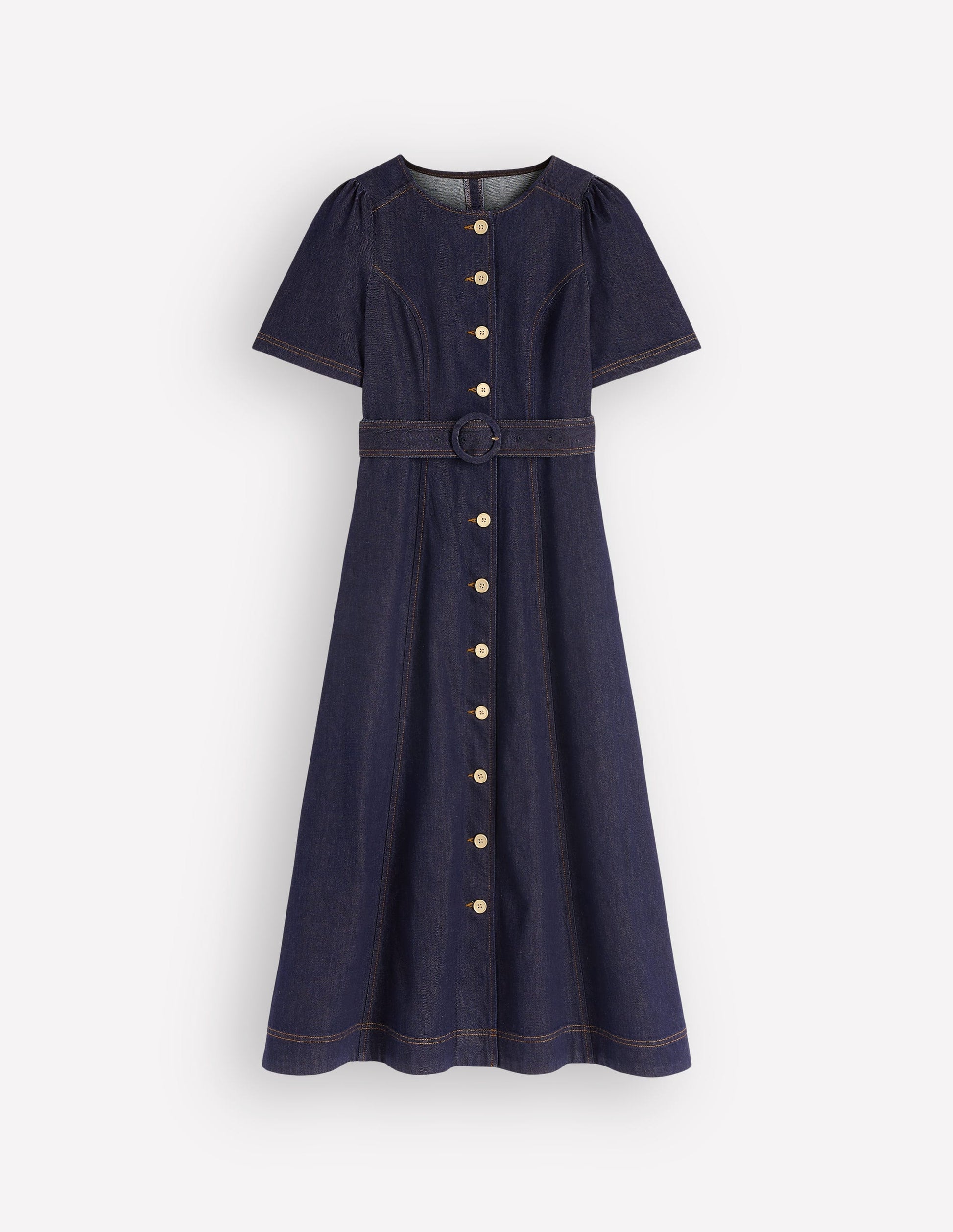 Robe en jean à boutons-Indigo Délavé-5