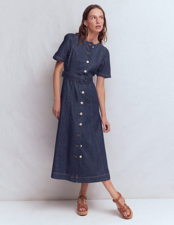 Robe en jean à boutons-Indigo Délavé