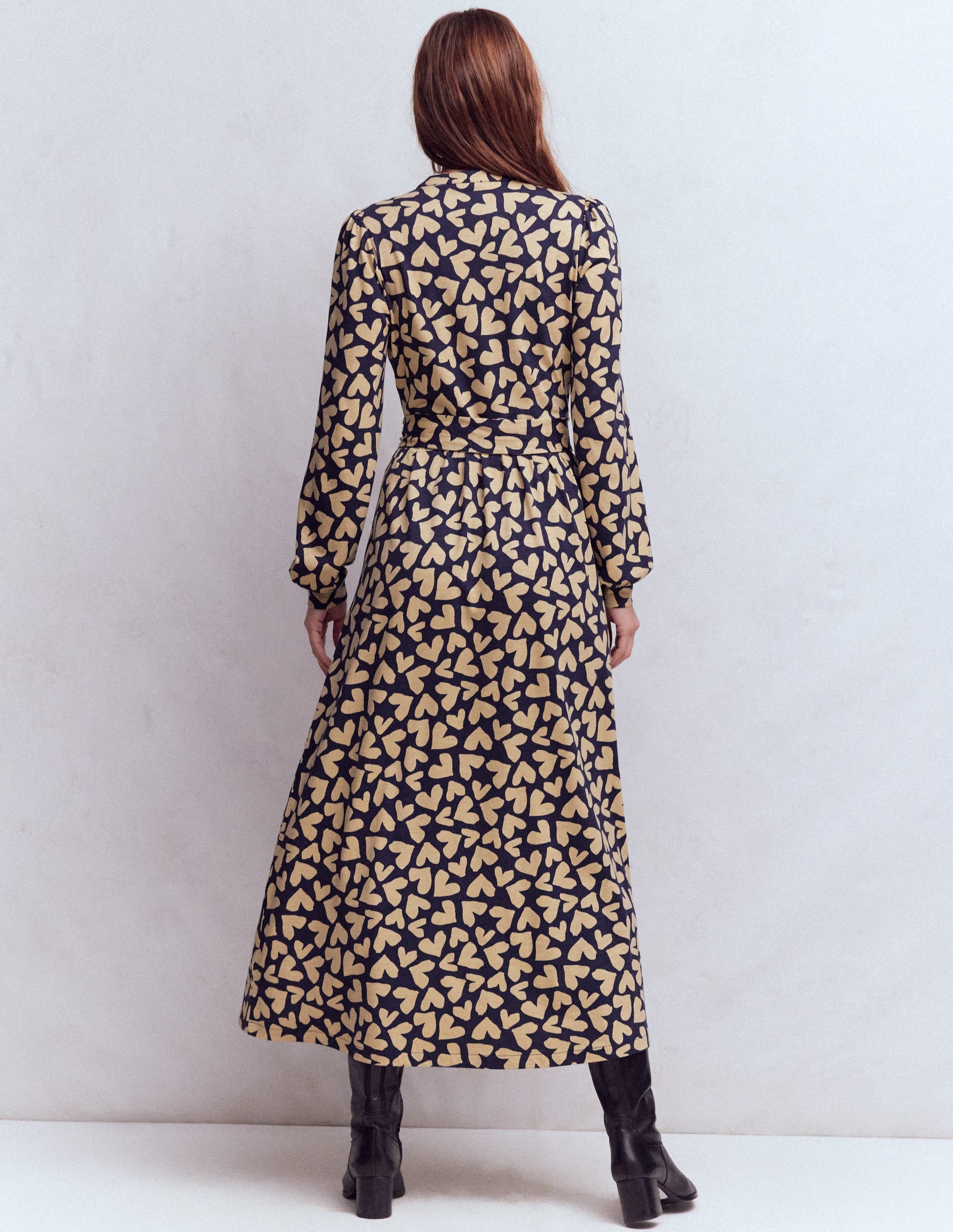 Naomi Langärmliges Jerseykleid-Französisches Marineblau, Herzstreuung - Image 4