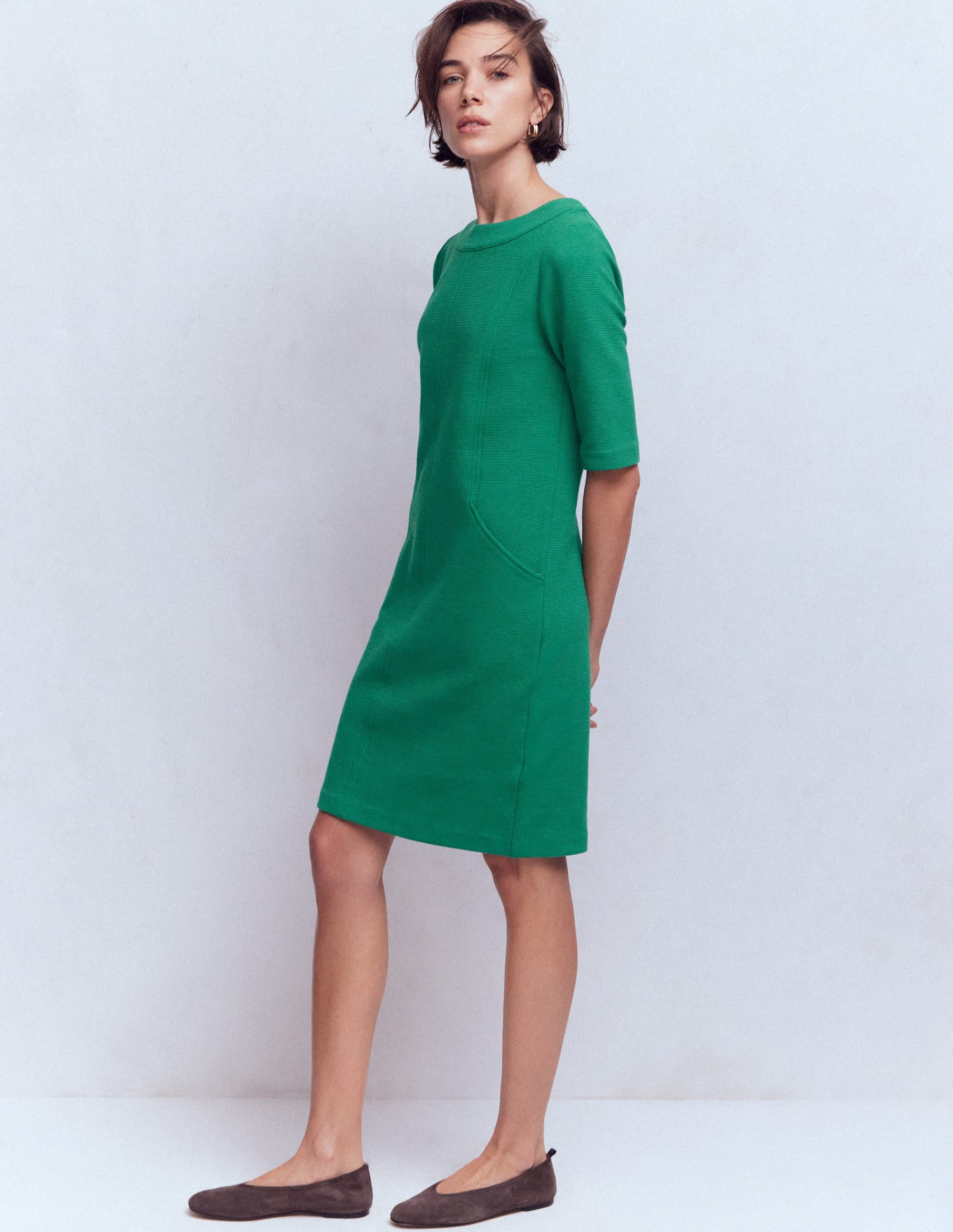 Robe droite Nessa en ottoman-Vert joyau - Image 1