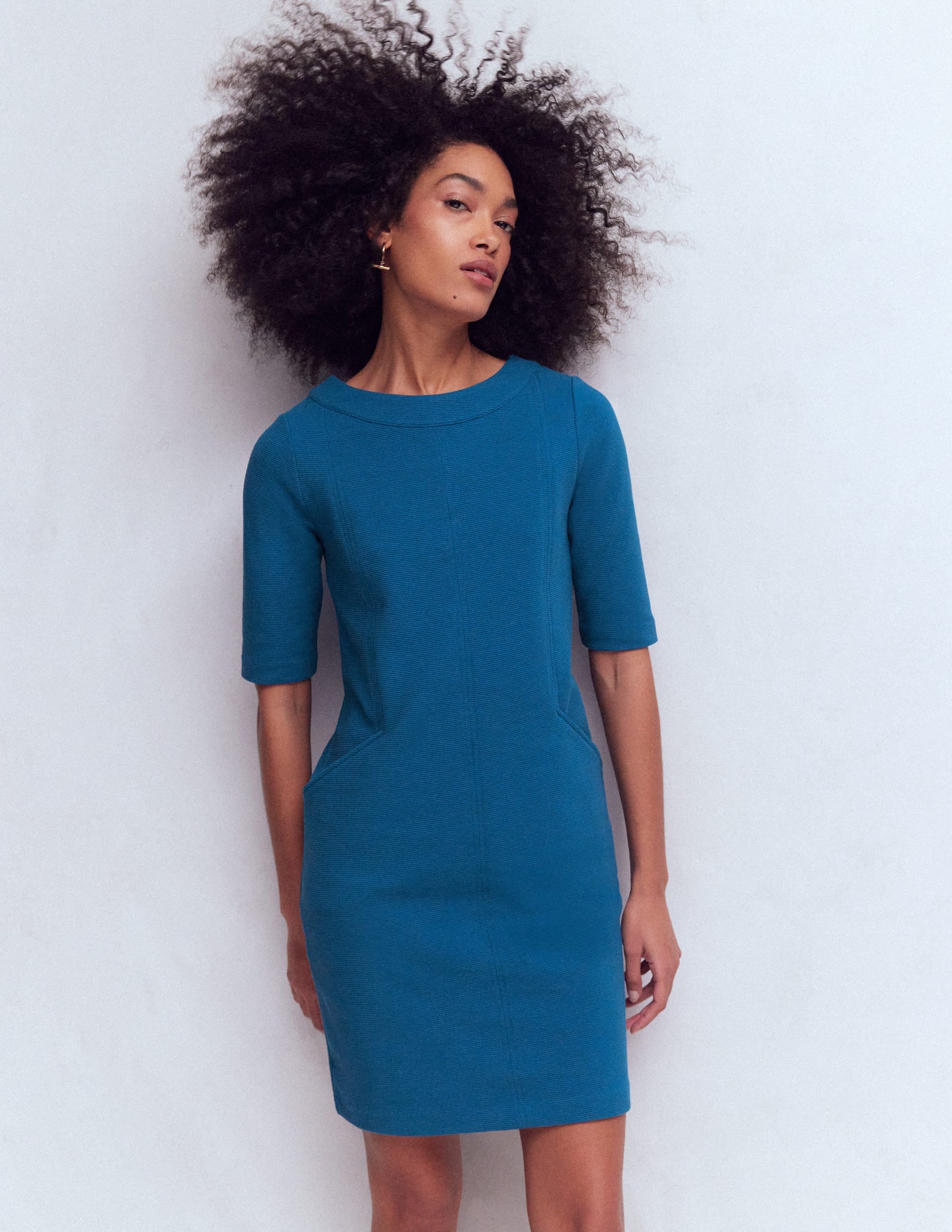 Robe droite Nessa en ottoman-Bleu tourmaline - Image 1