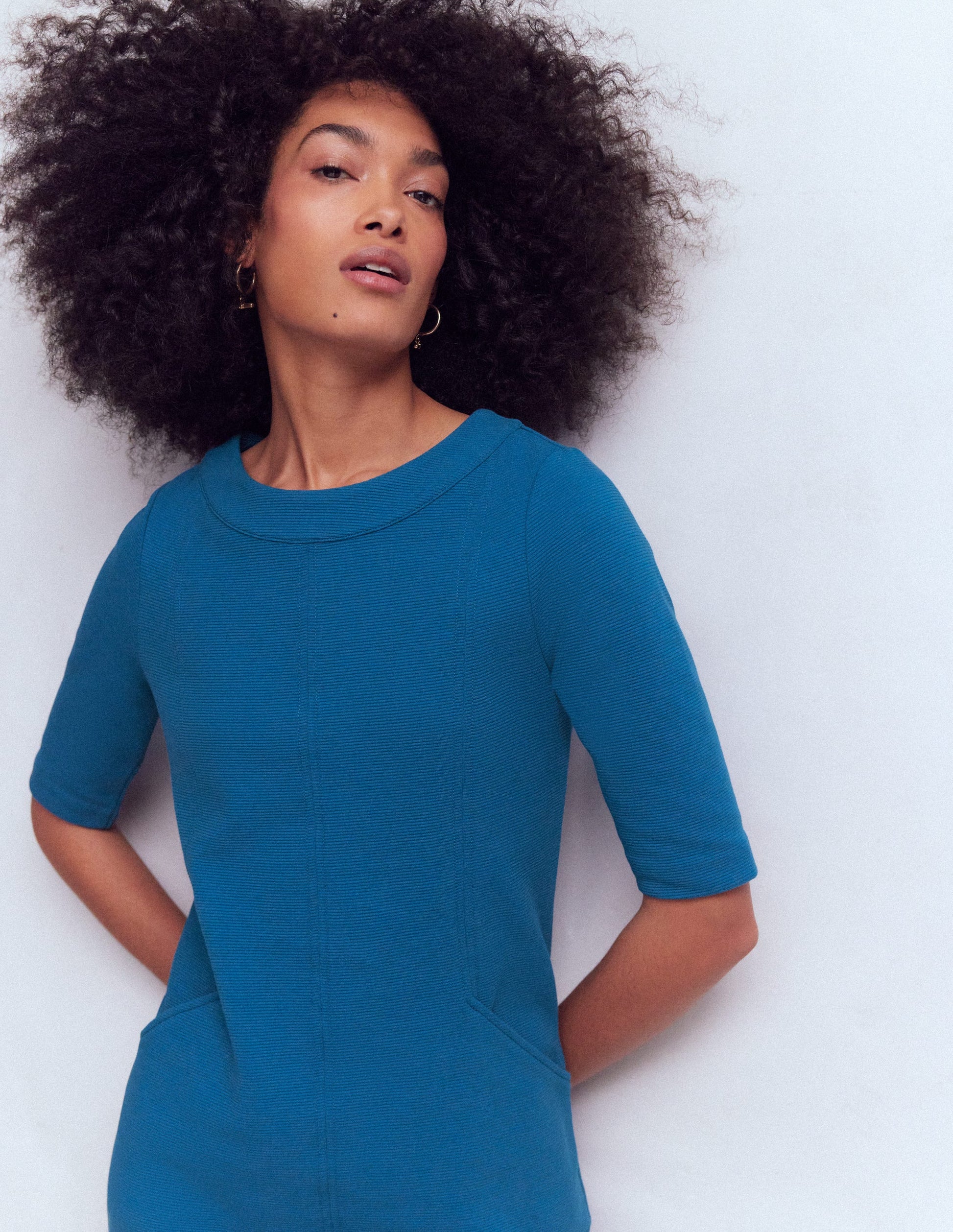 Ottoman-Etuikleid mit Nackenband-Turmalinblau-2