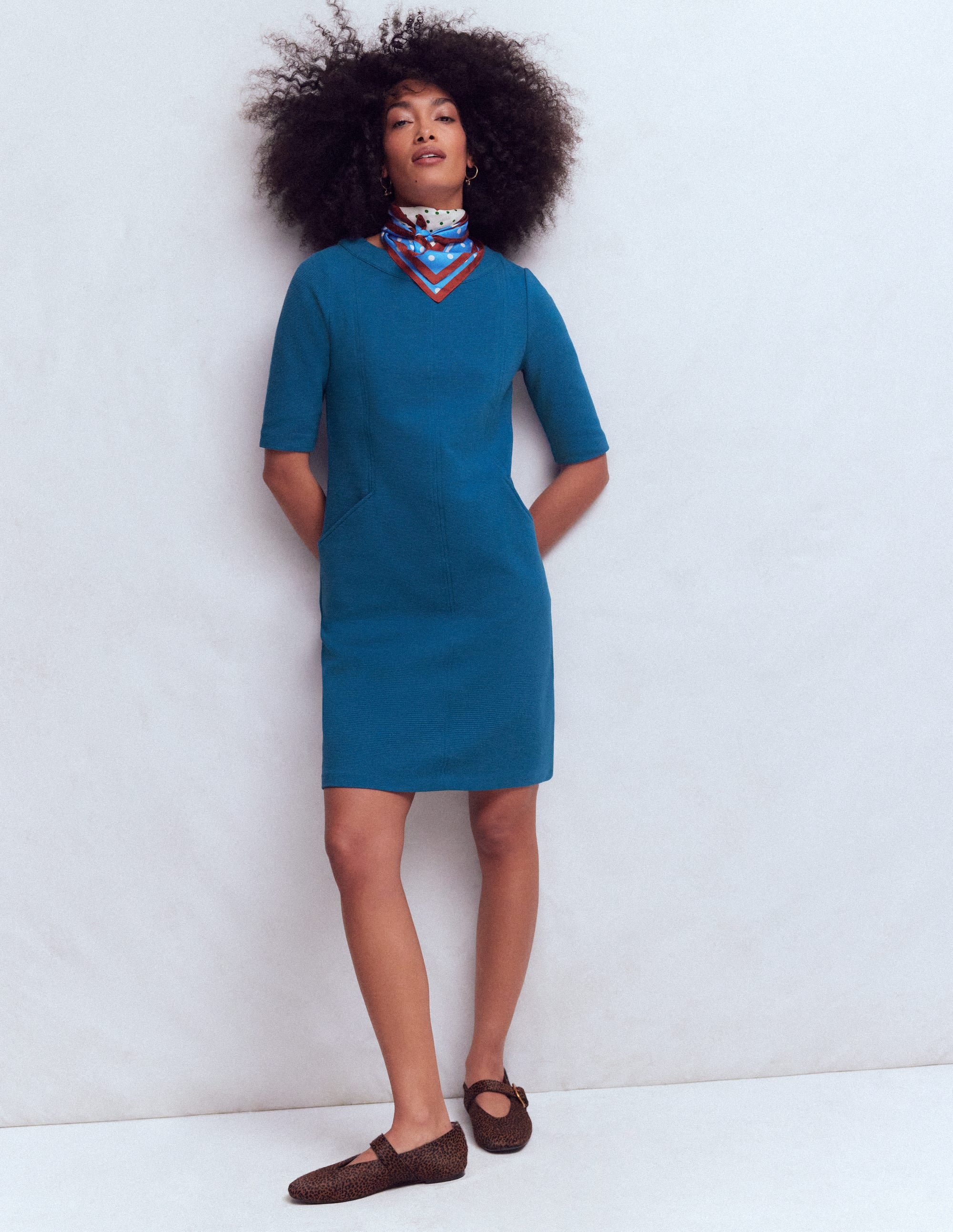 Robe droite Nessa en ottoman-Bleu tourmaline - Image 4
