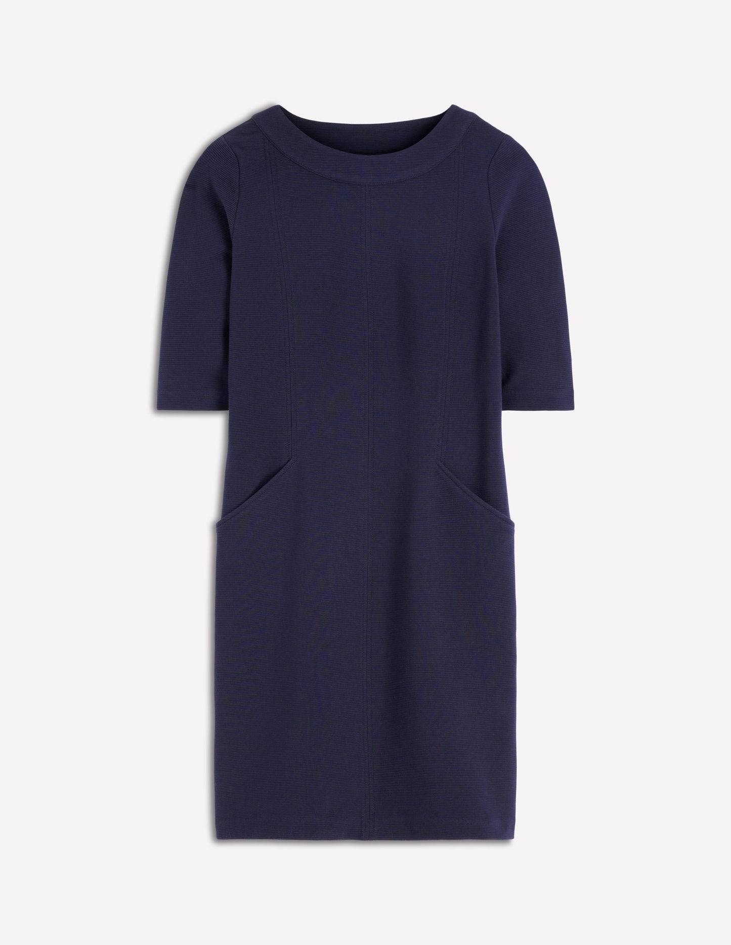 Neckband Ottoman Shift Dress-Navy