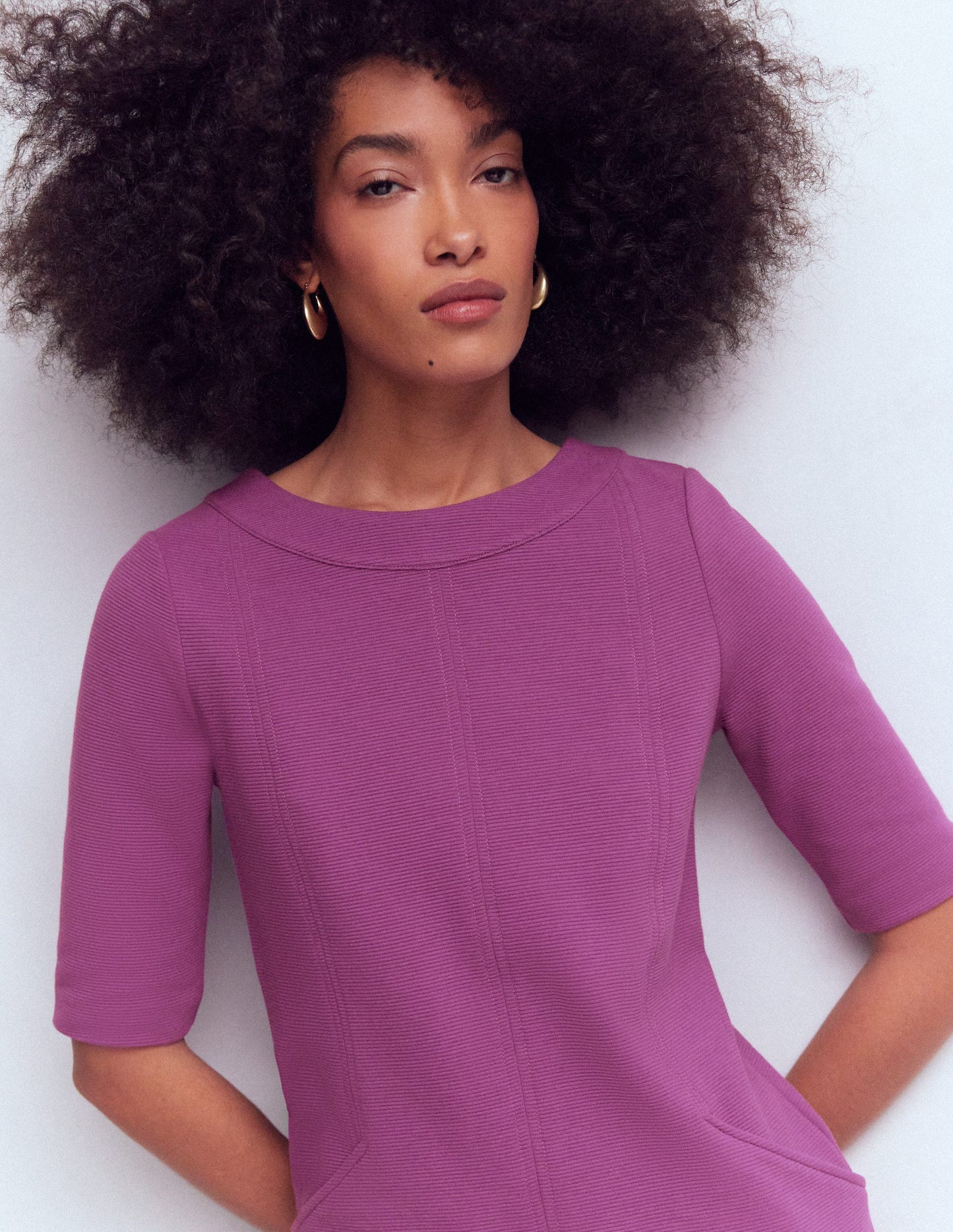 Ottoman-Etuikleid mit Nackenband-Zwetschge