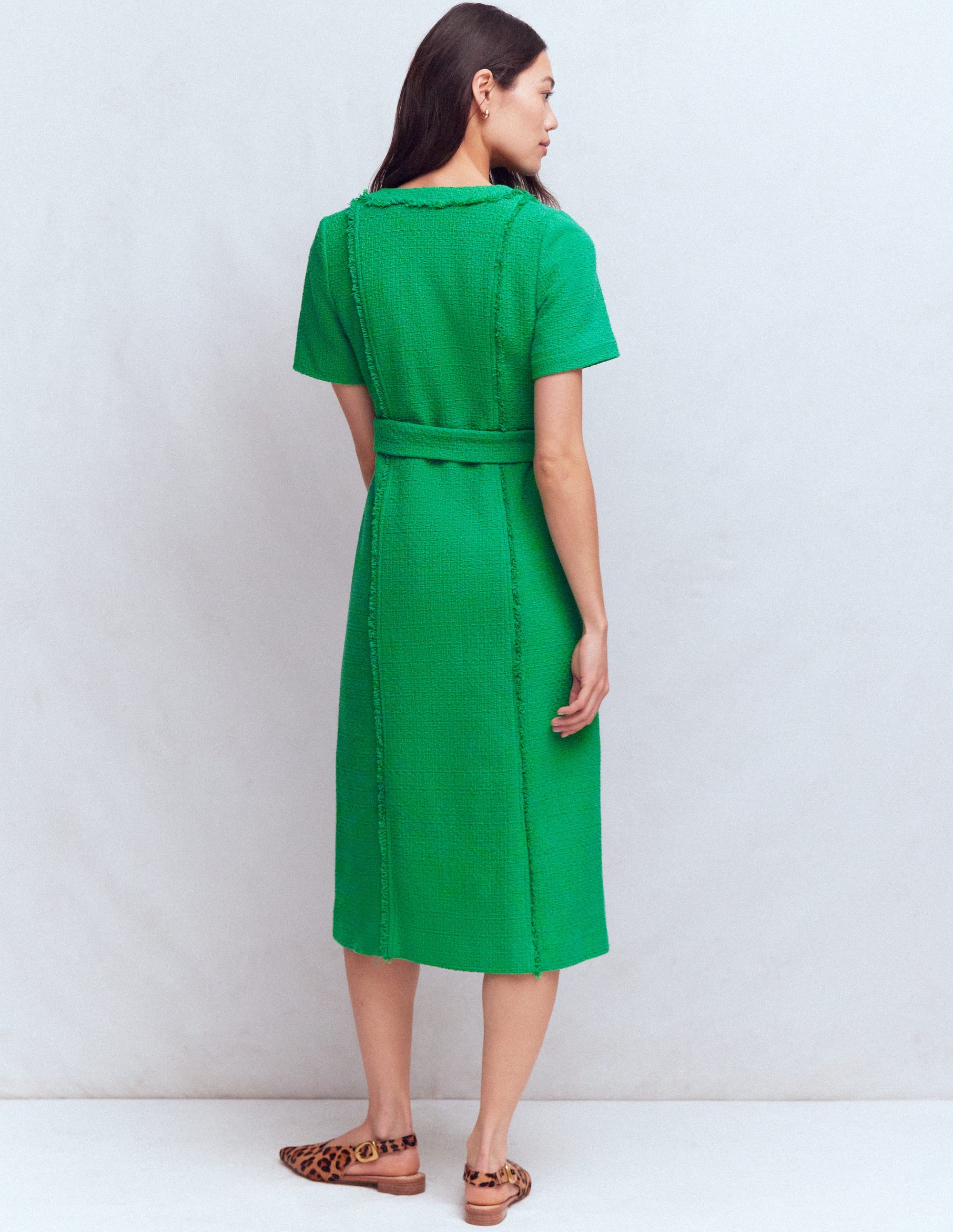 Ruth Texturiertes Kleid mit Reißverschluss-GRÜN - Image 3