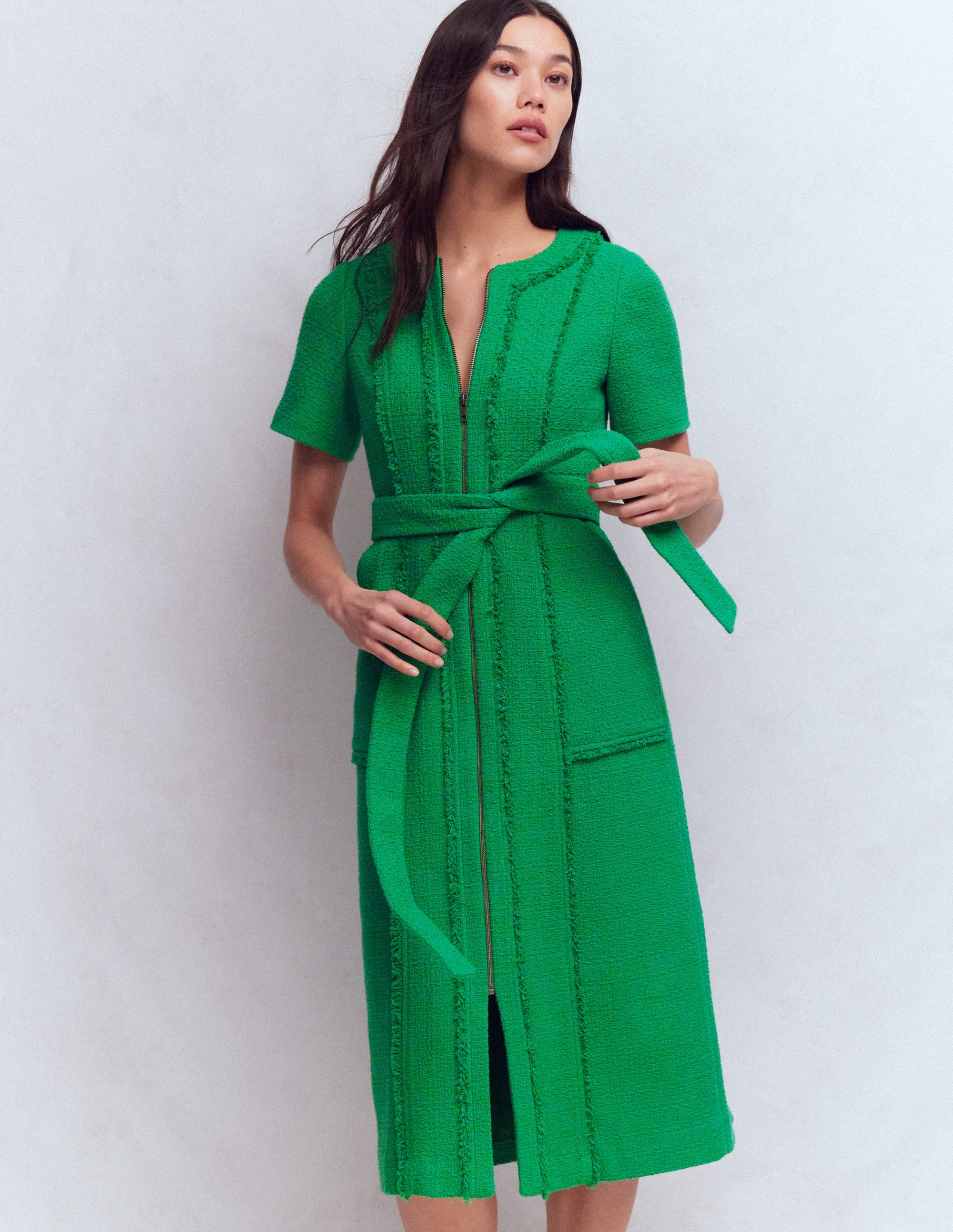 Ruth Texturiertes Kleid mit Reißverschluss-GRÜN - Image 4