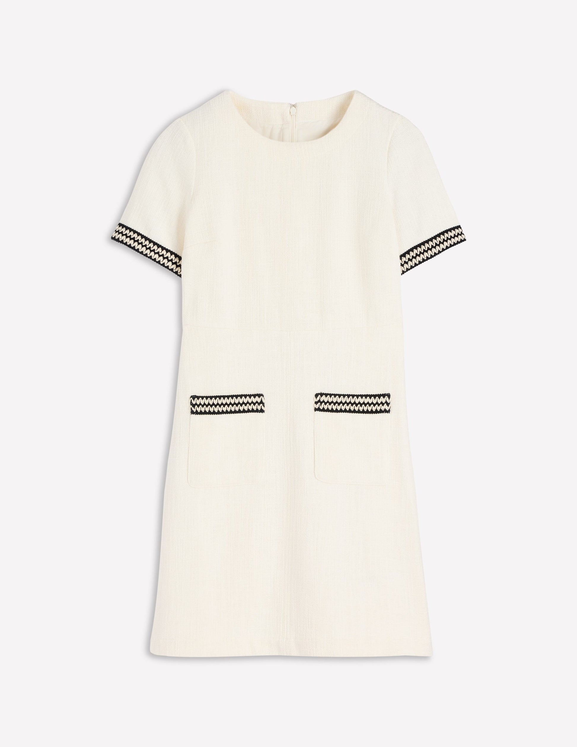 Robe courte trapèze à détails-Ivoire-6