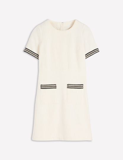 Robe courte trapèze à détails-Ivoire-6