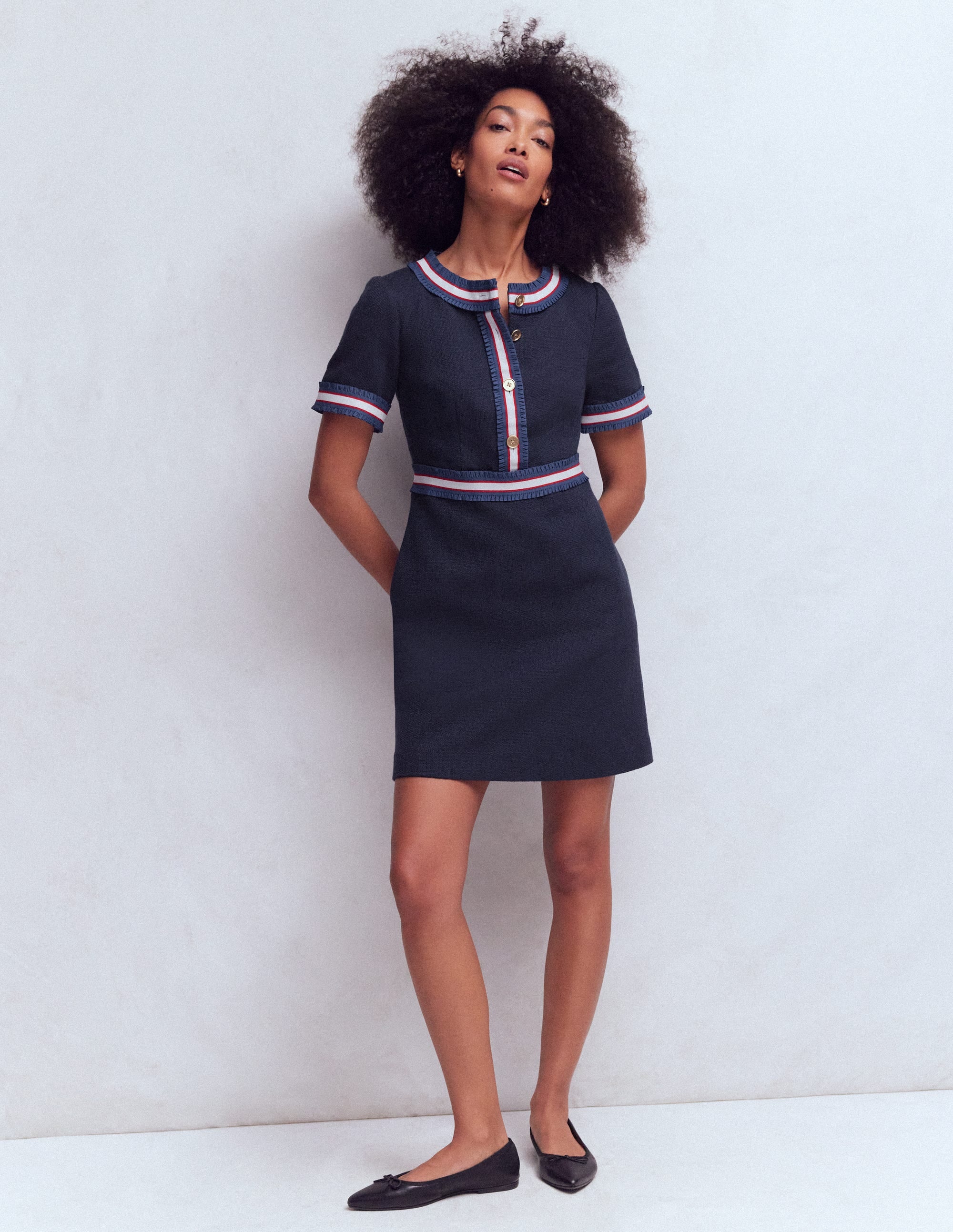 Kurzes Kleid mit Knöpfen-Marineblau - Image 1