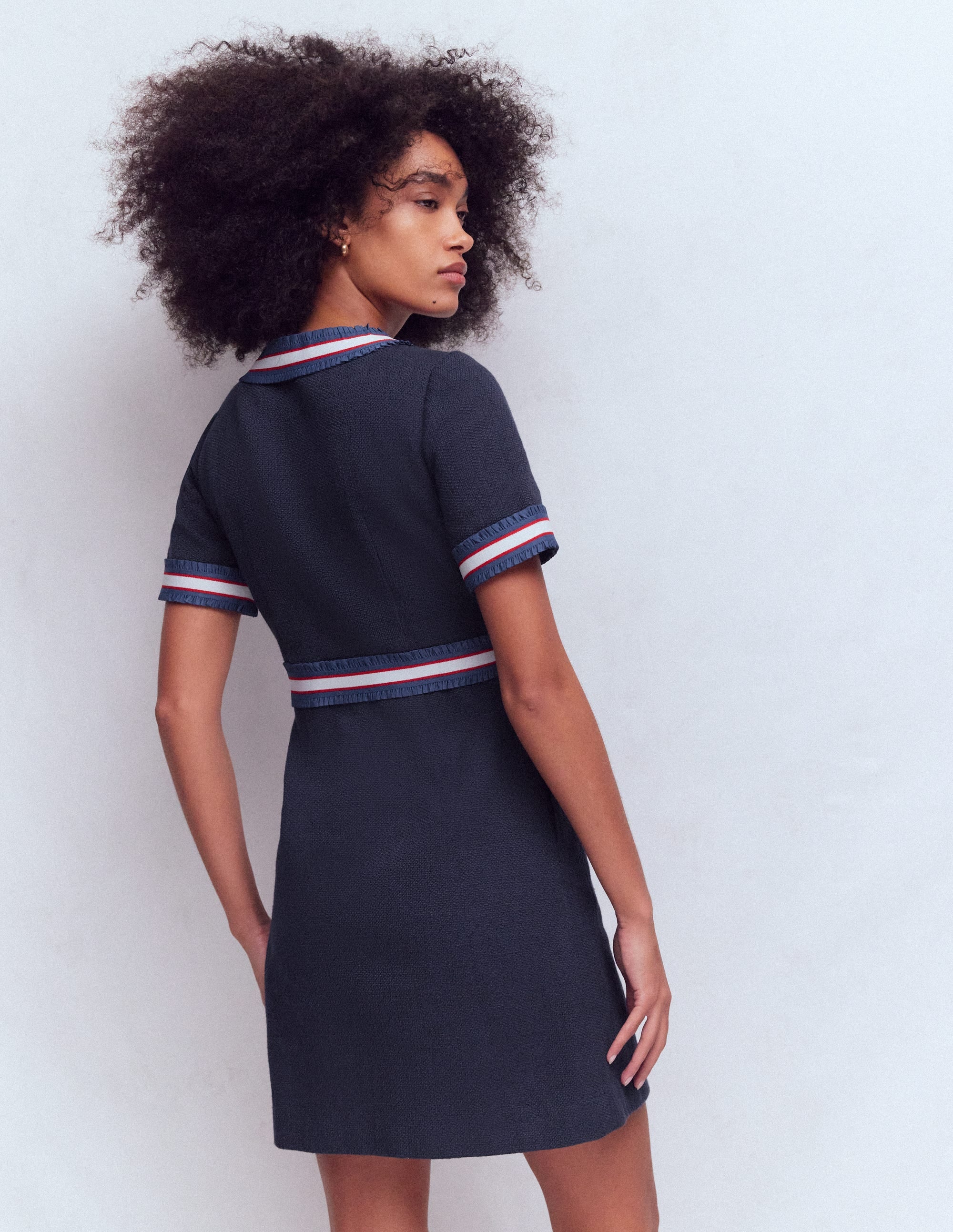 Kurzes Kleid mit Knöpfen-Marineblau - Image 3