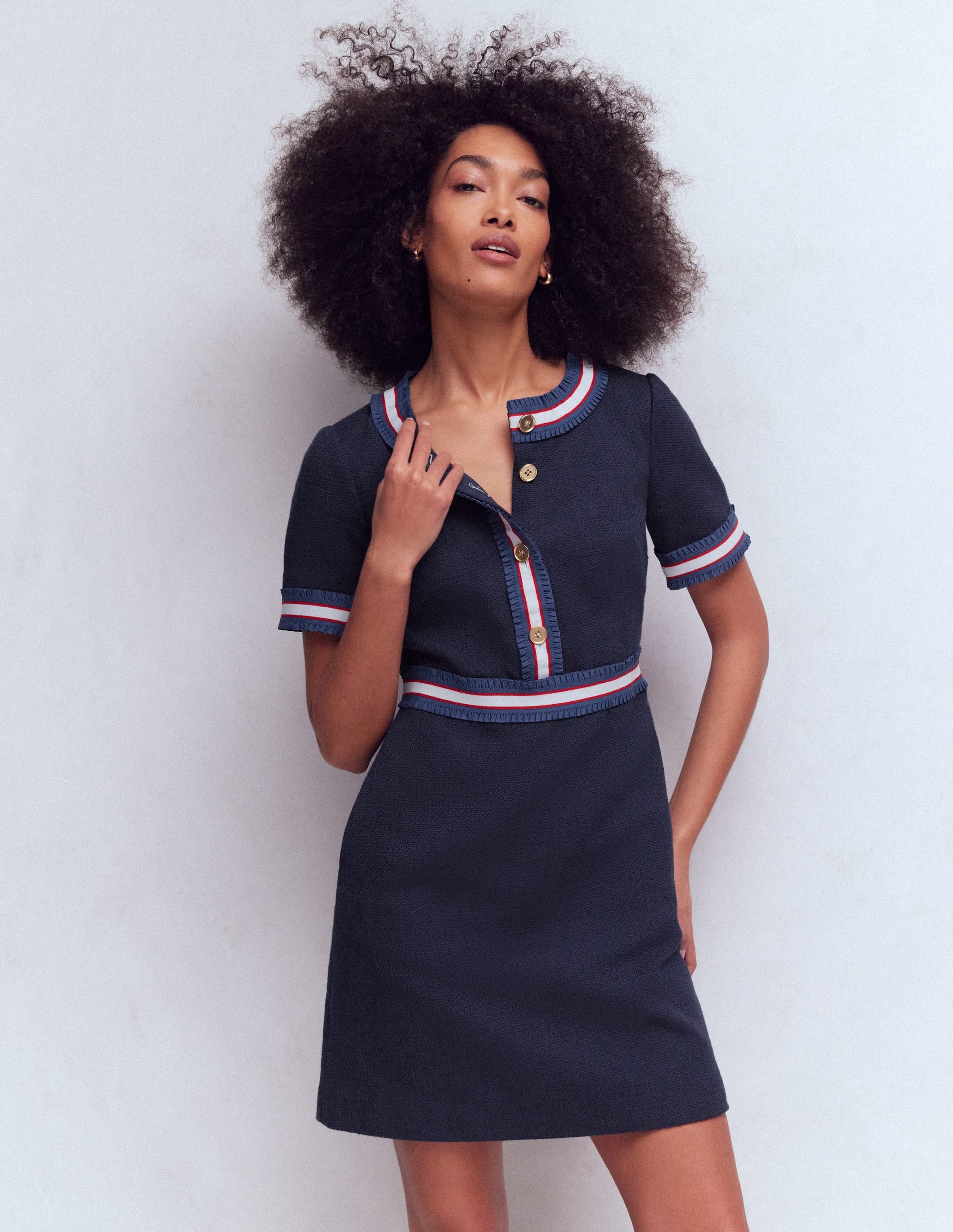 Kurzes Kleid mit Knöpfen-Marineblau - Image 4