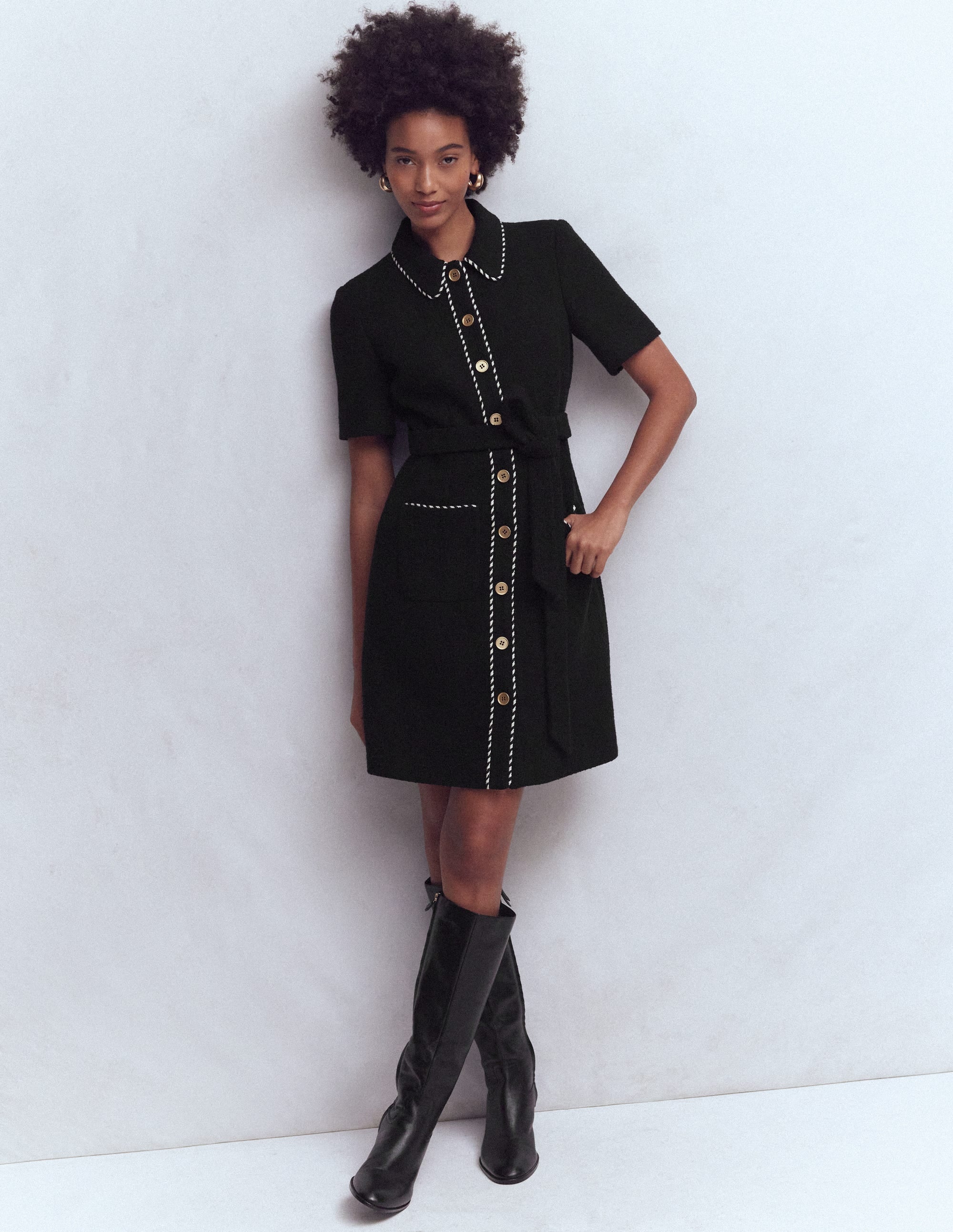 Robe courte Loren à détails-Noir - Image 1