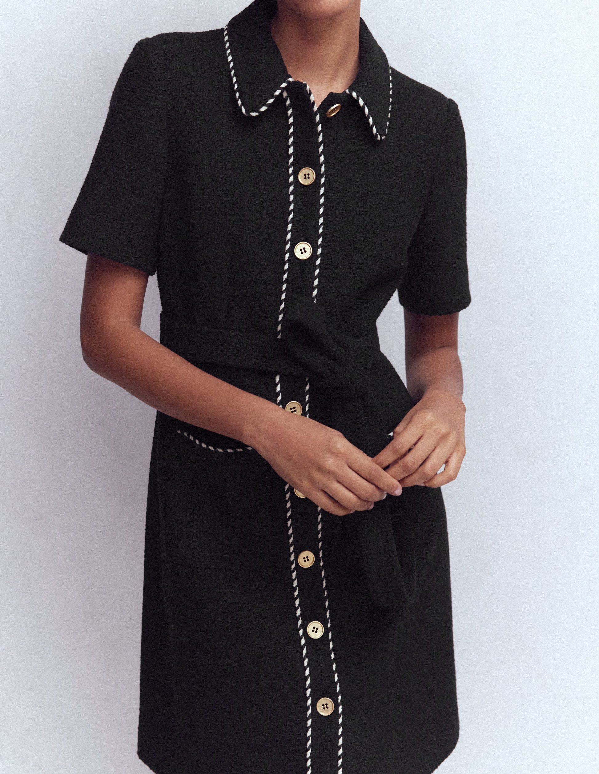 Loren Kurzes Kleid mit Besatz-Schwarz-2