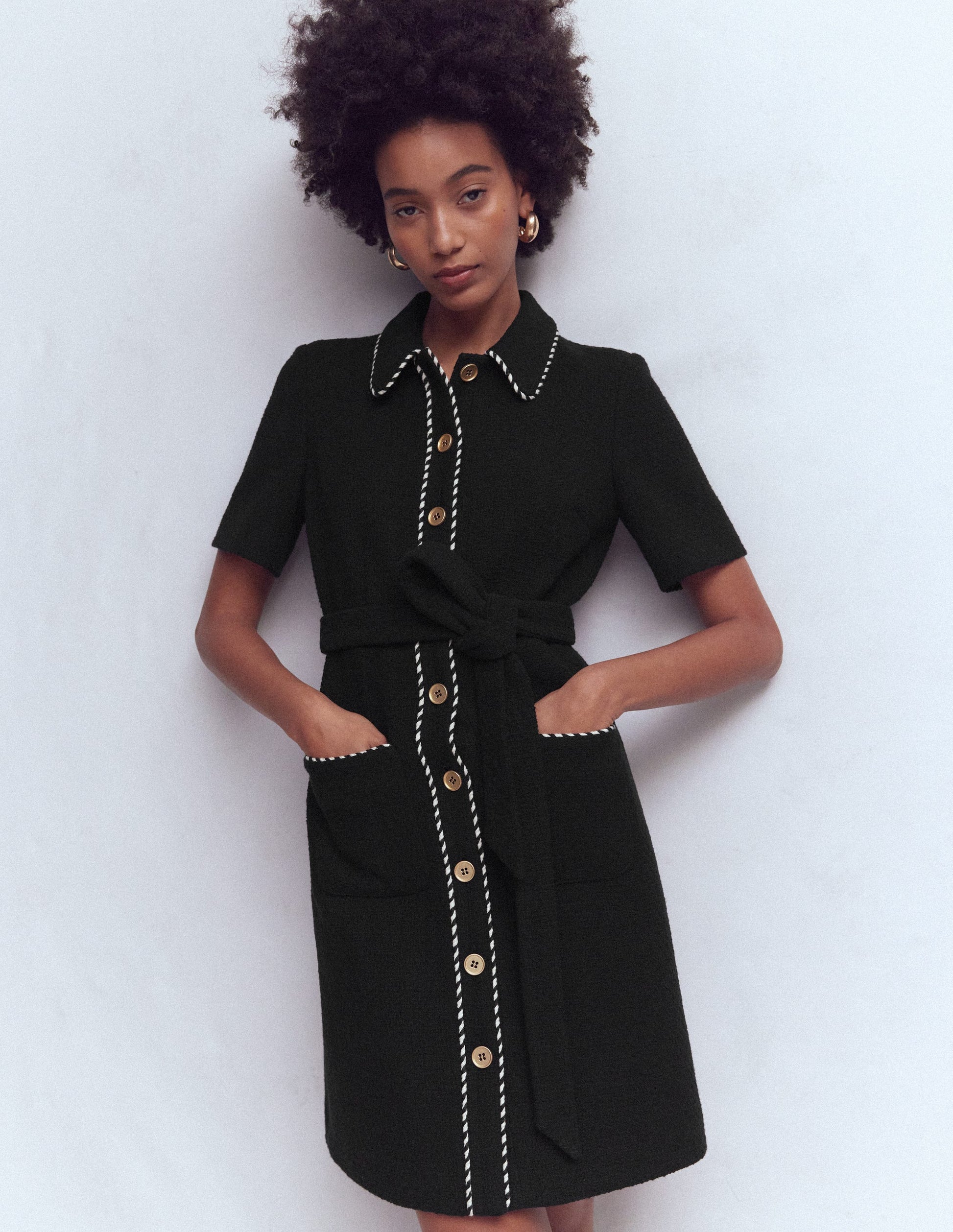 Loren Kurzes Kleid mit Besatz-Schwarz-4