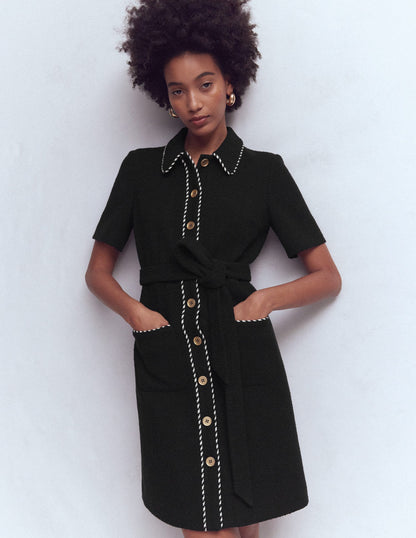 Loren Kurzes Kleid mit Besatz-Schwarz-4