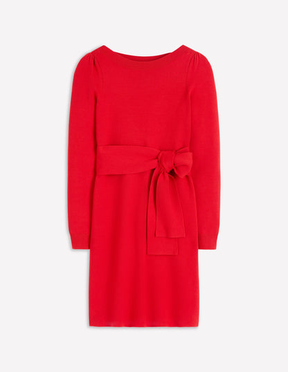 Tiana Strickkleid mit Bindeband vorn-Merida-Rot-5