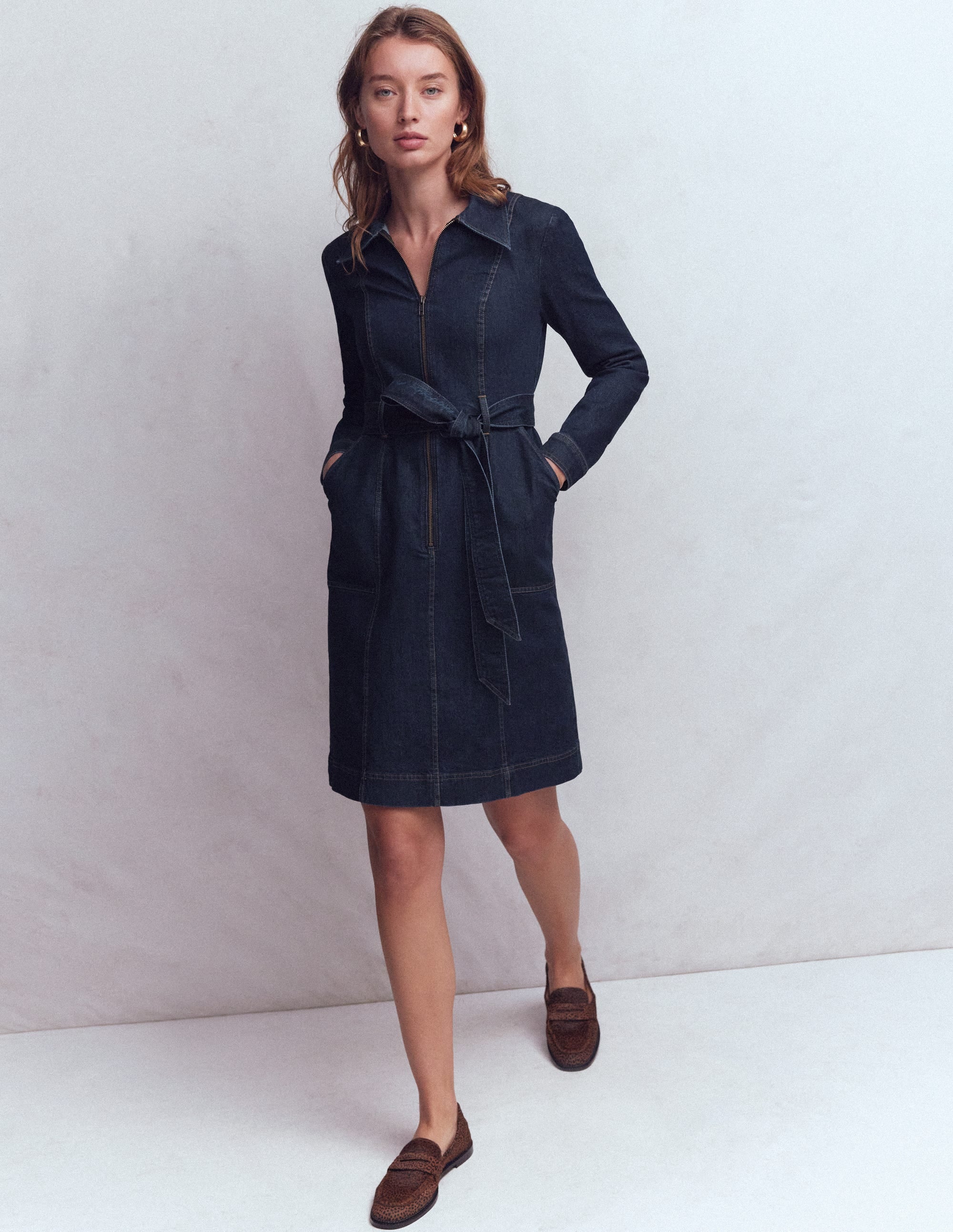 Robe courte zippée en jean-Indigo - Image 4