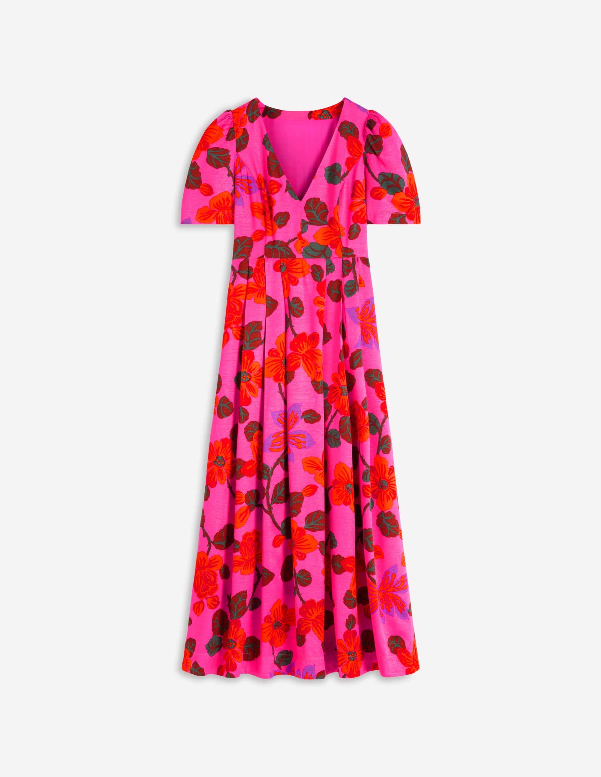 Robe plissée à col V-Rose, motif Elaborate Blossom - Image 6