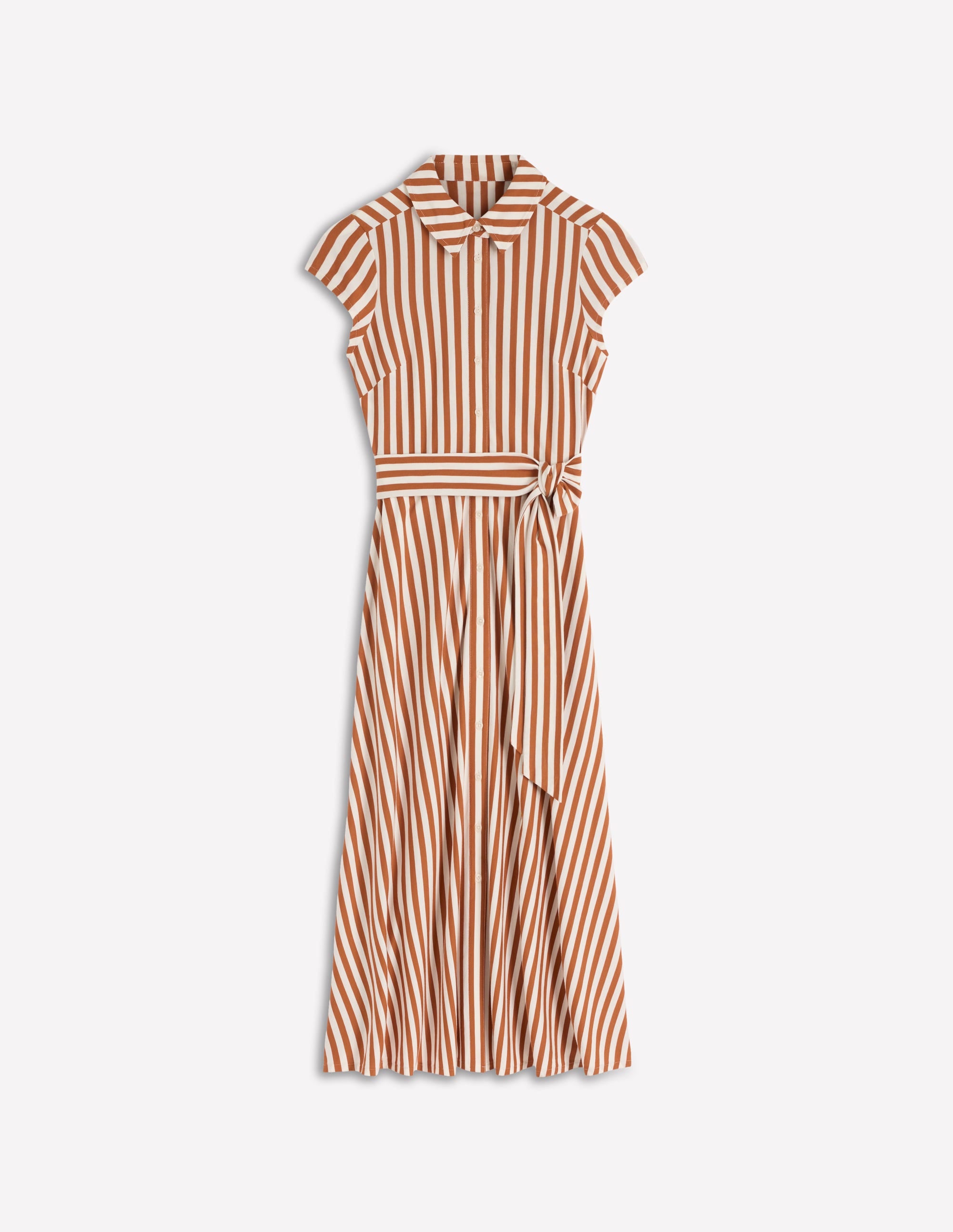 Robe-chemise Marcia en jersey-Rayé cognac et ivoire - Image 5