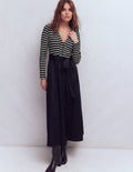 Robe en mélange de techniques à manches longues-Rayé noir