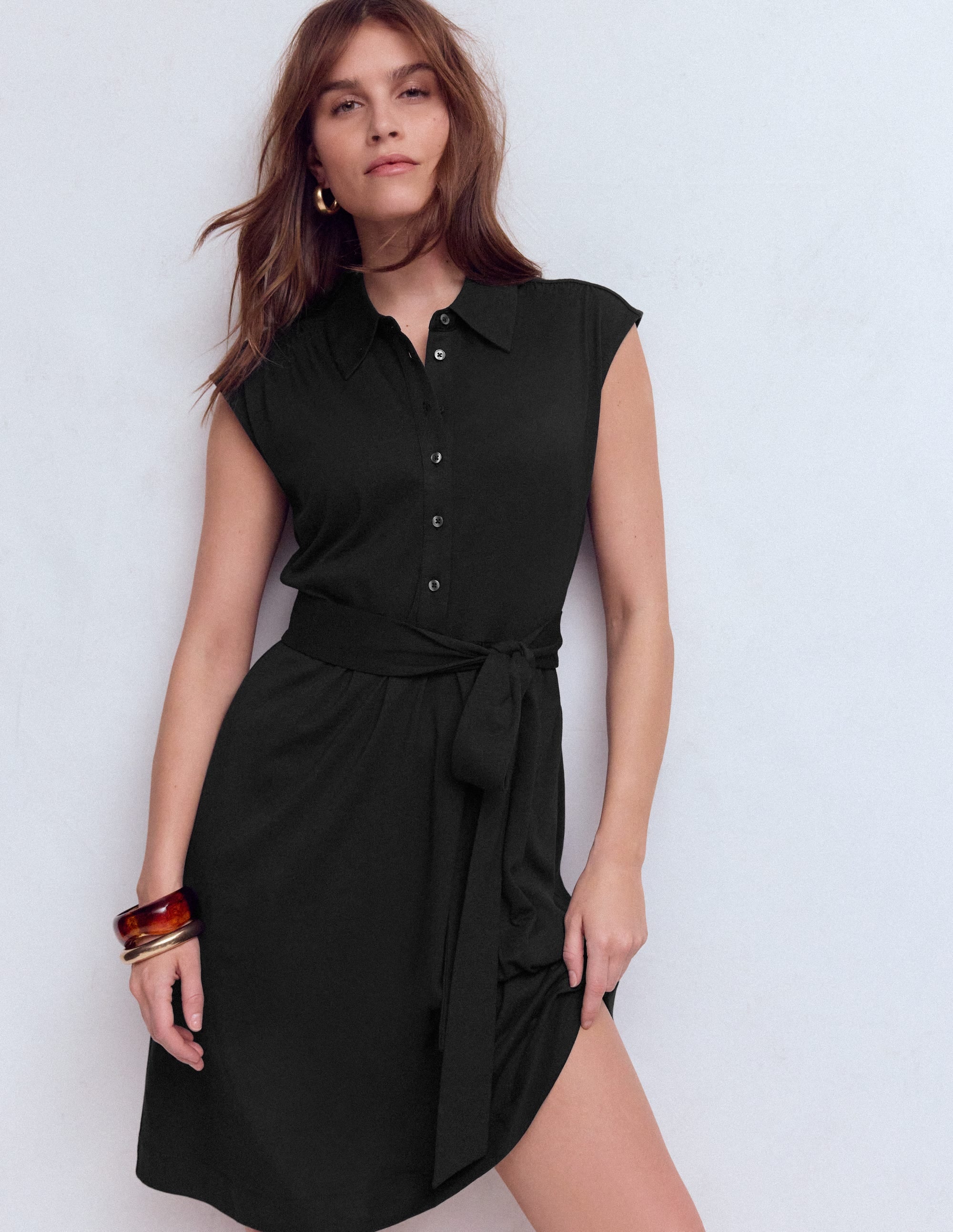 Honor Kurzes Jersey-Hemdblusenkleid-Schwarz - Image 1