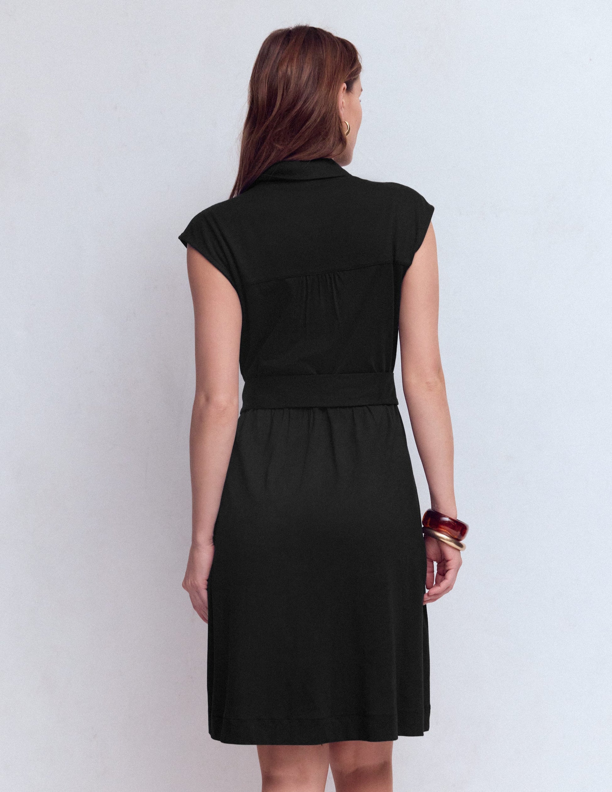 Honor Kurzes Jersey-Hemdblusenkleid-Schwarz-3