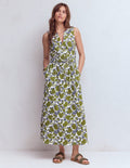 Delphine Jersey-Midikleid-Olivgrün, Schattenblüte