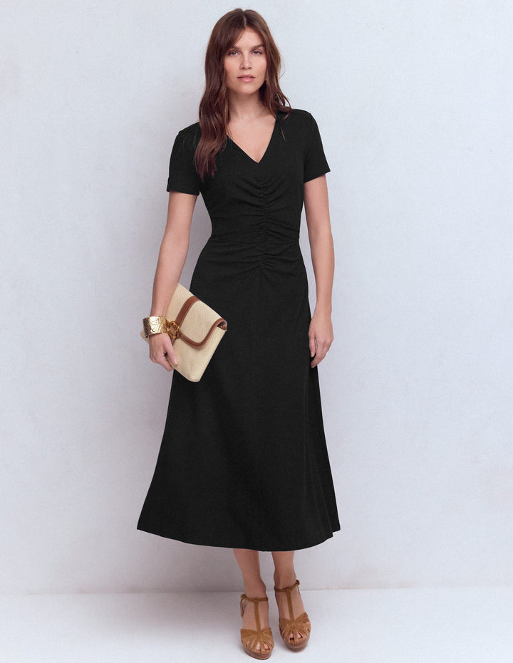 Una Ponte-Kleid mit Raffung vorn-Schwarz