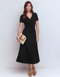 Una Ponte-Kleid mit Raffung vorn-Schwarz