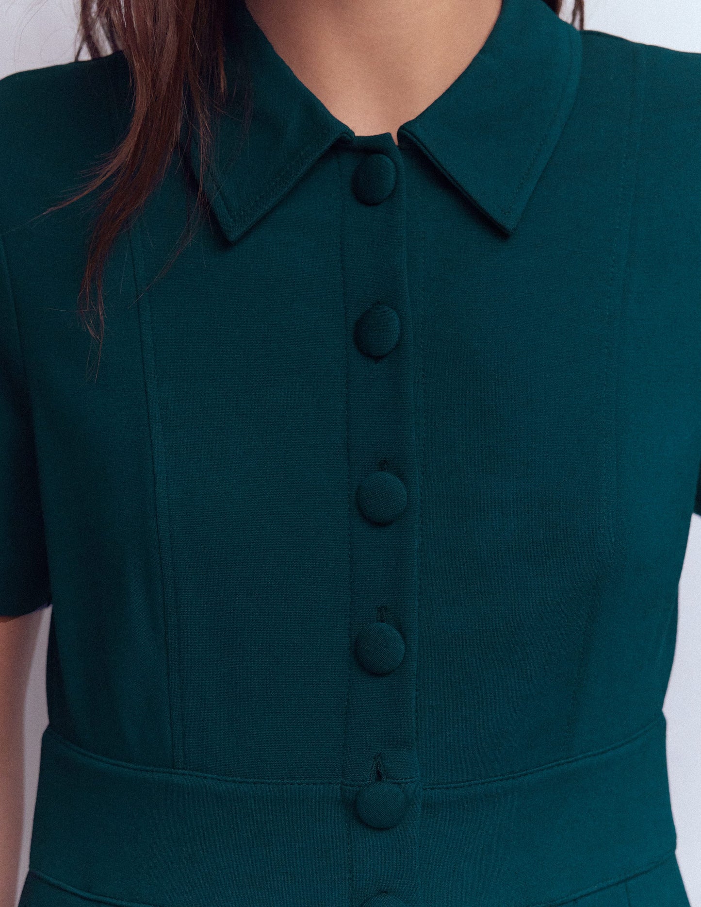 Bridget Kurzes Ponte-Kleid-Mitternachtsblaugrün