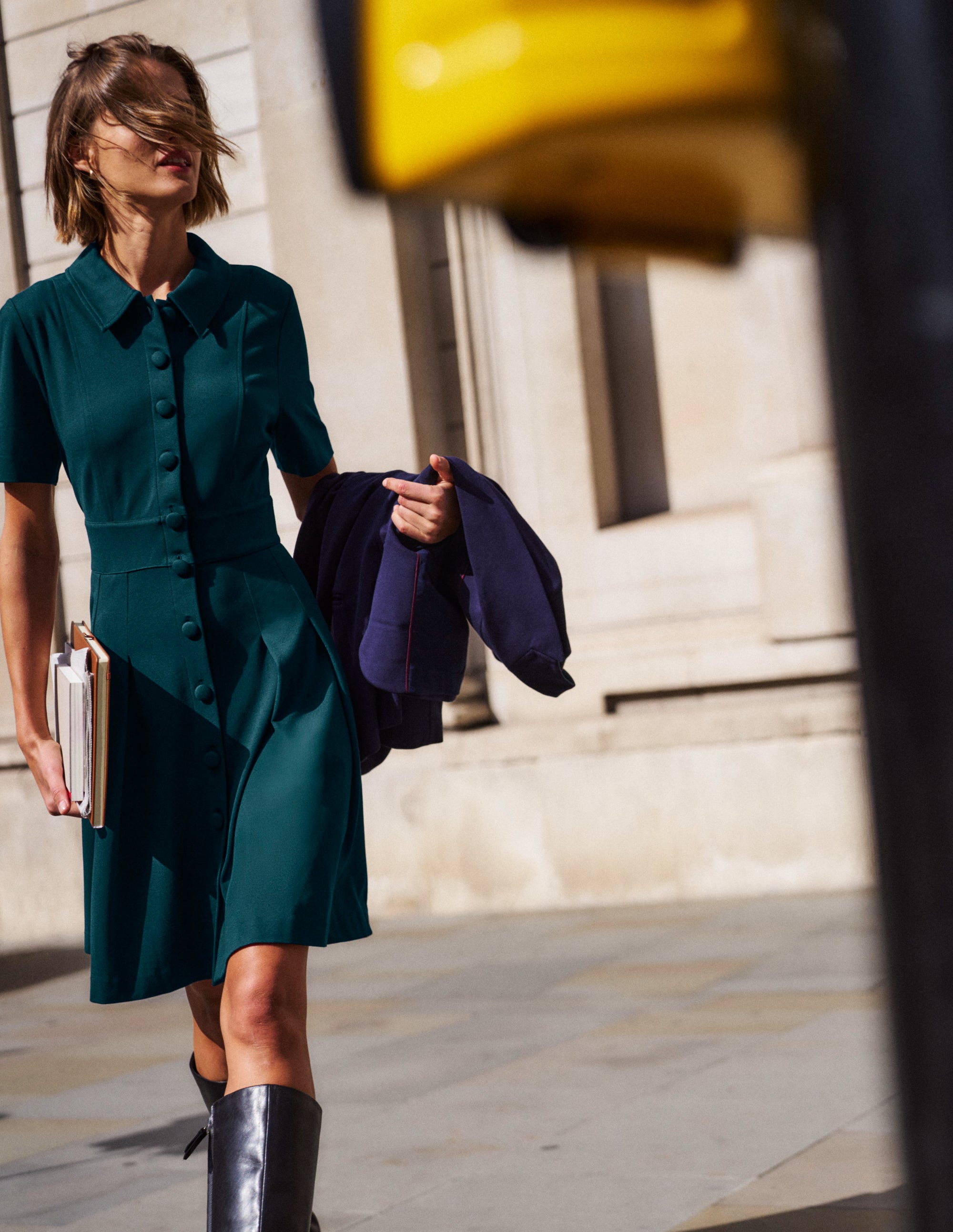 Bridget Kurzes Ponte-Kleid-Mitternachtsblaugrün - Image 7