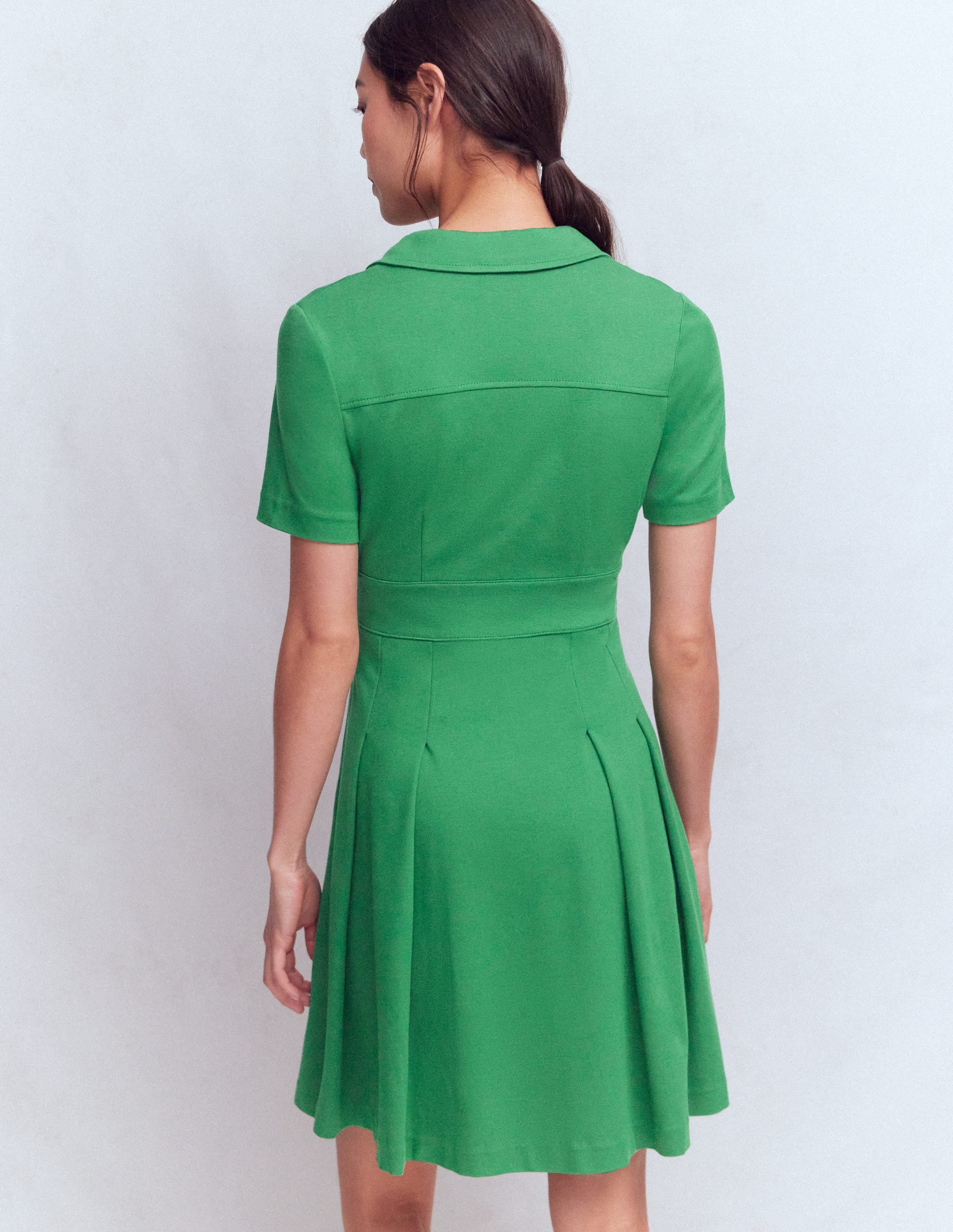 Robe courte Bridget en point de Rome-Vert frais - Image 4