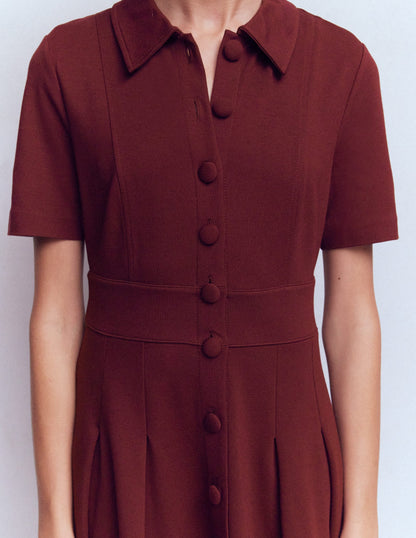 Bridget Kurzes Ponte-Kleid-Dunkelviolett-2