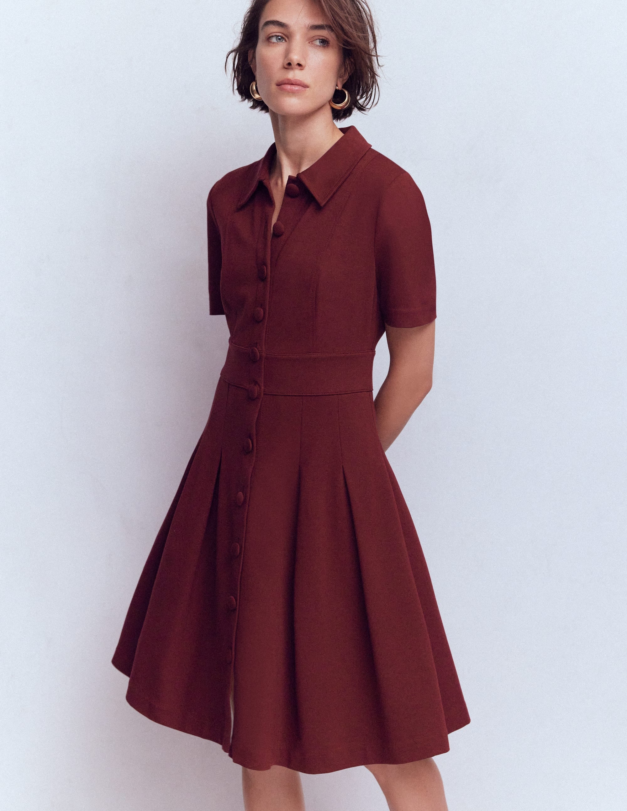 Bridget Kurzes Ponte-Kleid-Dunkelviolett - Image 4