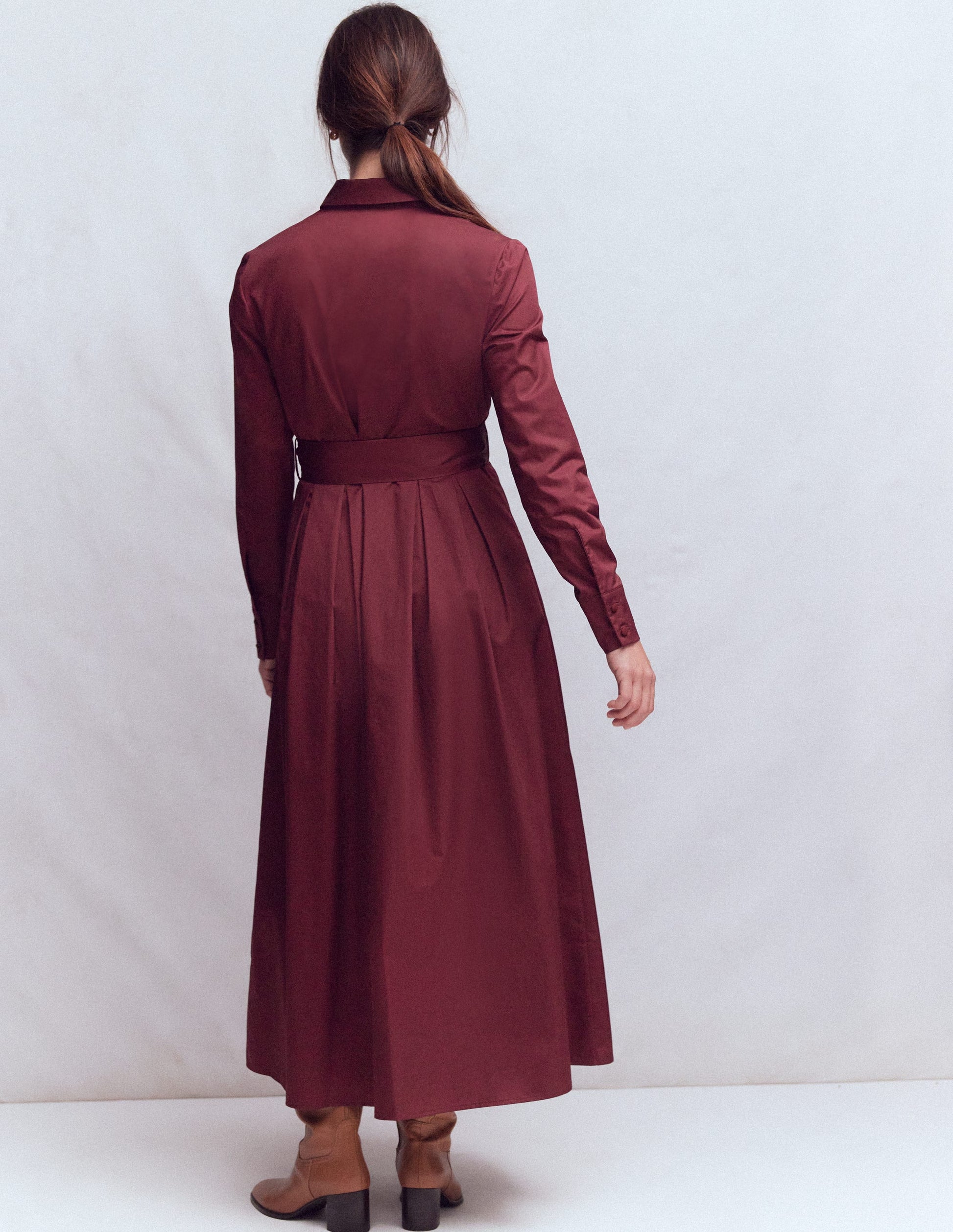 Plissiertes Hemdblusenkleid mit Rüschen-Dunkelviolett-3