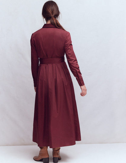 Plissiertes Hemdblusenkleid mit Rüschen-Dunkelviolett-3