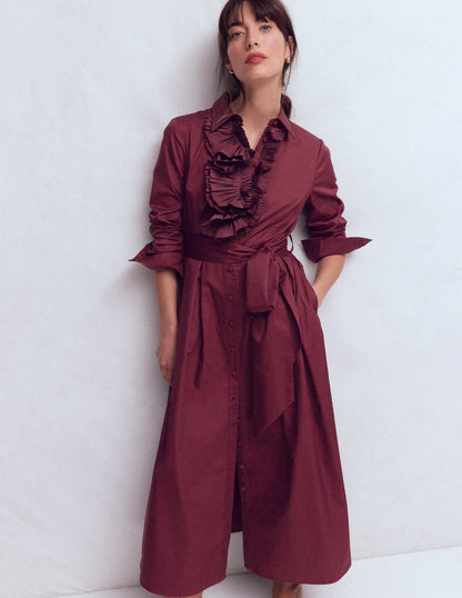 Plissiertes Hemdblusenkleid mit Rüschen-Dunkelviolett-4