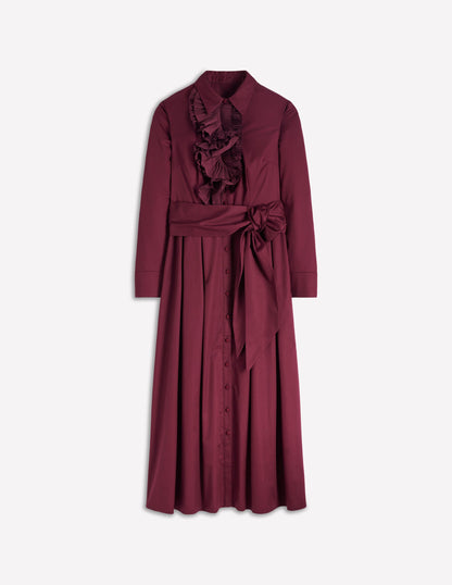 Plissiertes Hemdblusenkleid mit Rüschen-Dunkelviolett-5