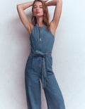 Ärmelloser Jeans-Jumpsuit-Mittelblau Vintage