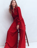 Combinaison palazzo boutonnée-ROUGE