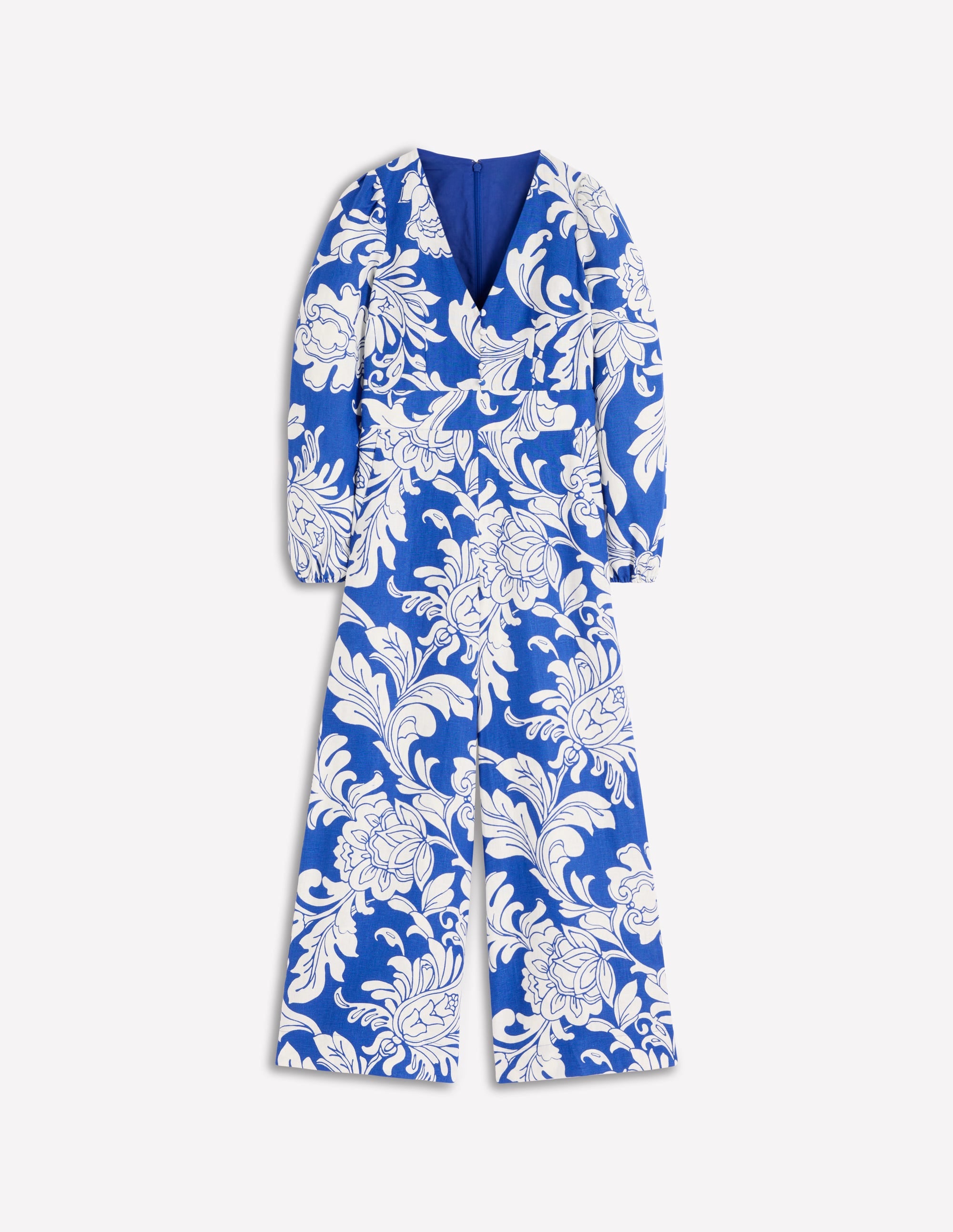 Combinaison Lola en lin-Motif Botanical Flourish Mono bleu - Image 5
