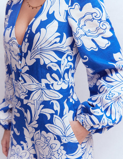 Lola Leinen-Jumpsuit-Surf the Web-Blau-2