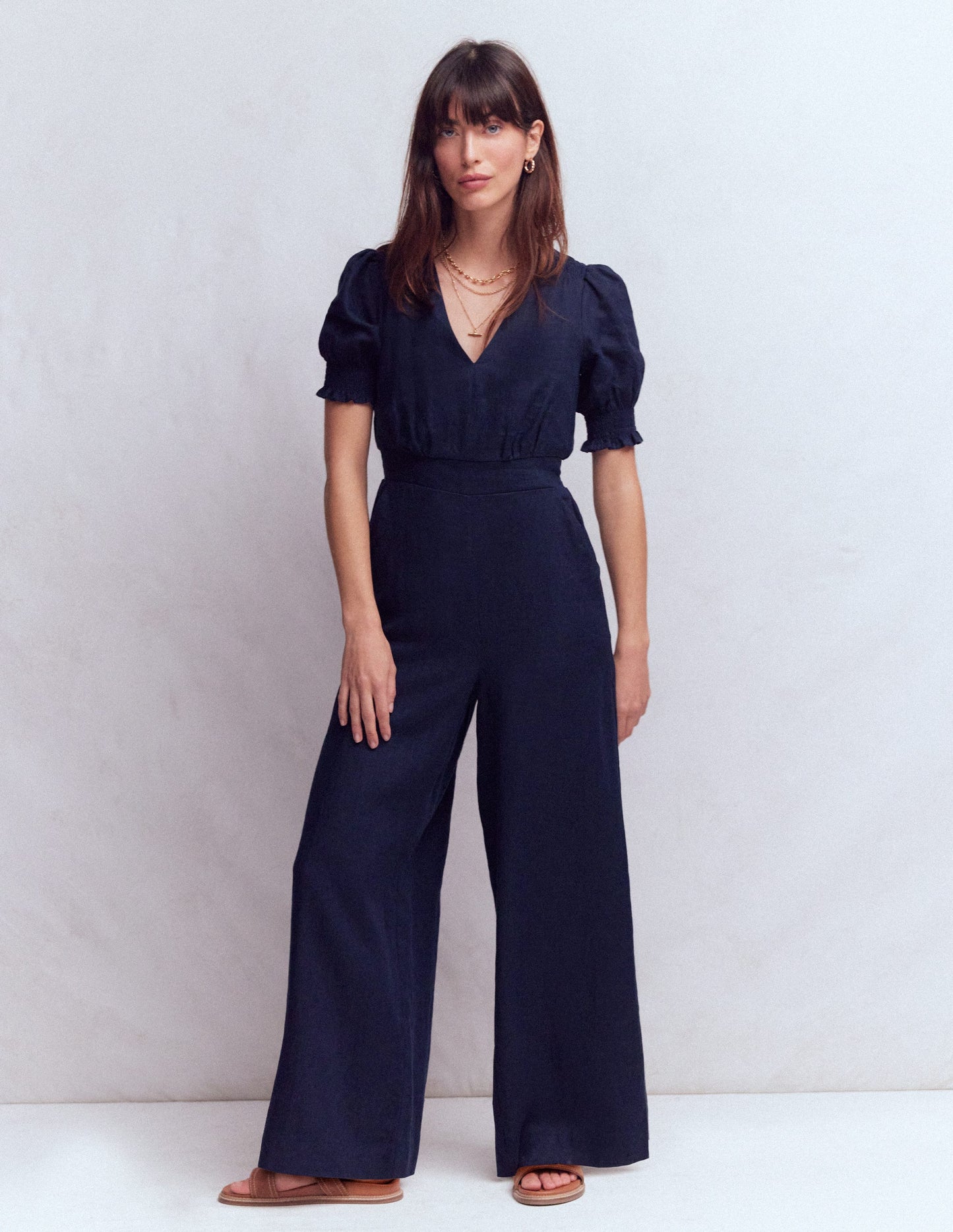 Anna Leinen-Jumpsuit-Marineblau