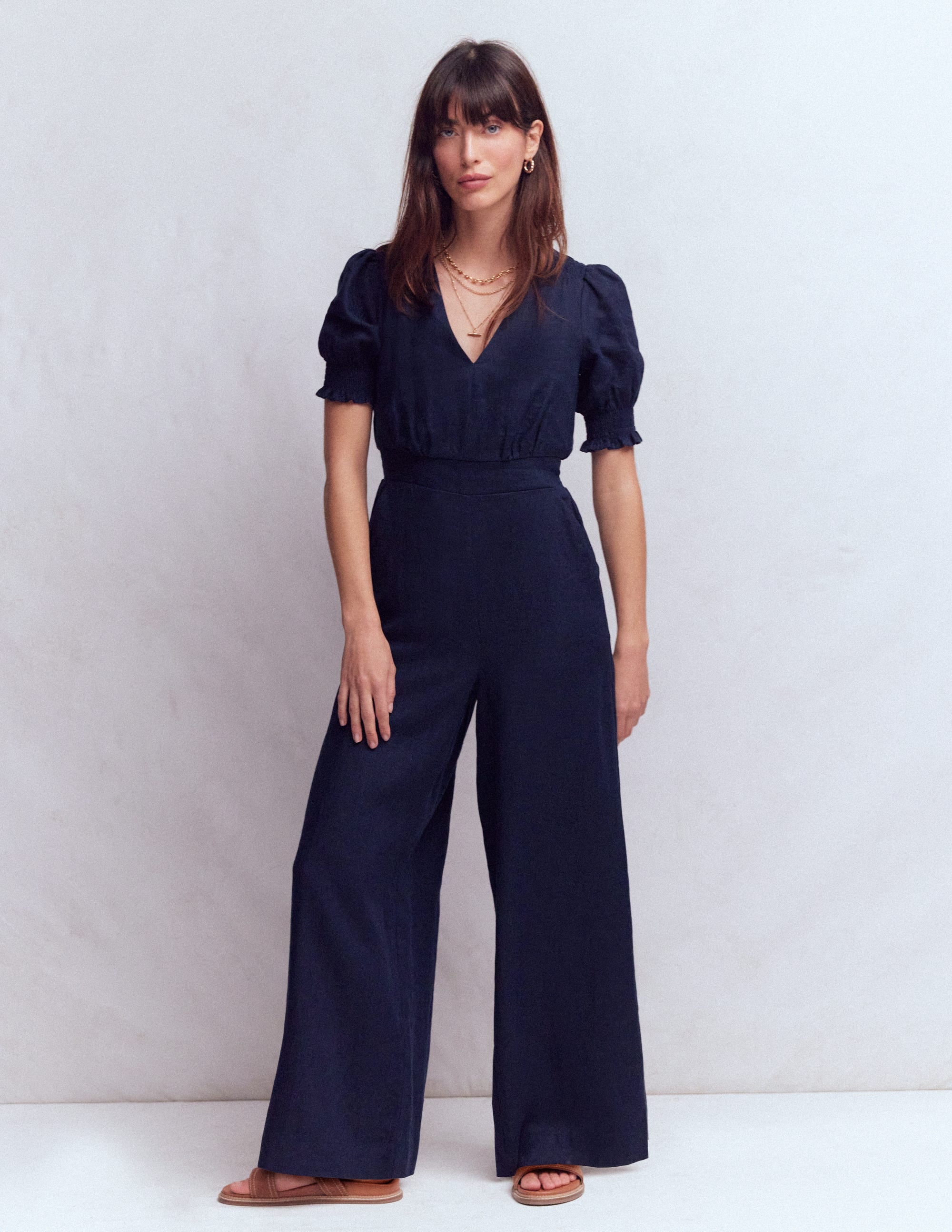 Anna Leinen-Jumpsuit-Marineblau - Image 1