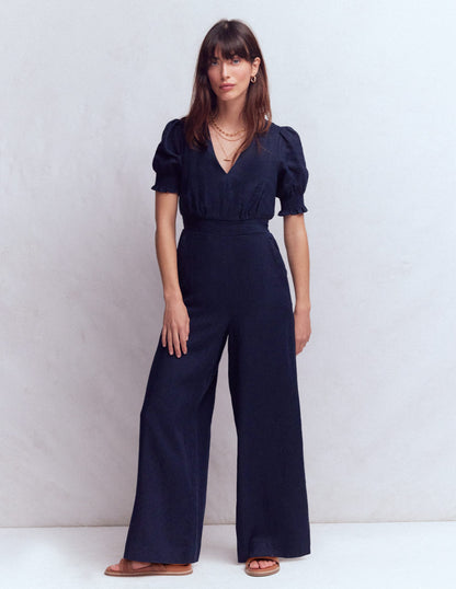 Anna Leinen-Jumpsuit-Marineblau-1