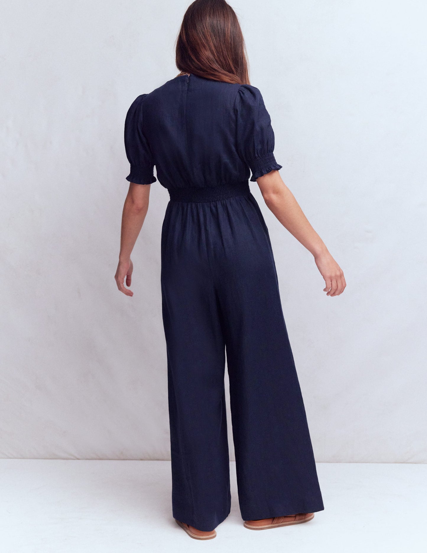 Anna Leinen-Jumpsuit-Marineblau