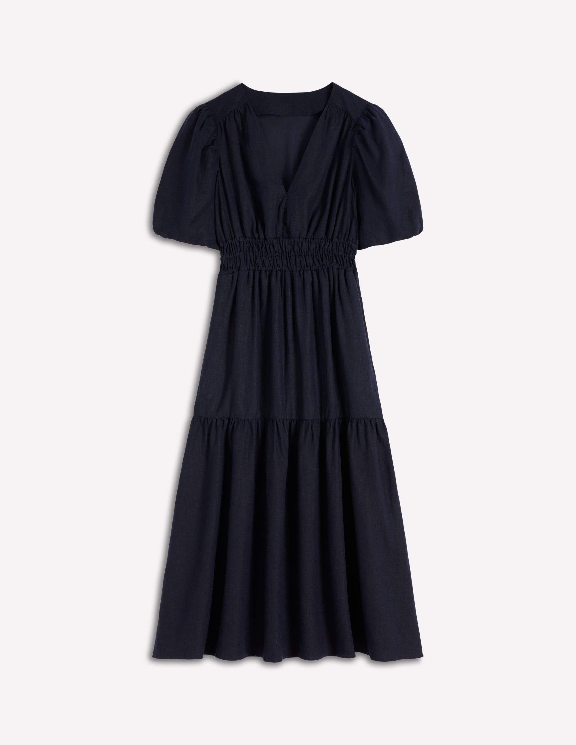Robe midi Irene en lin-Bleu marine - Image 6